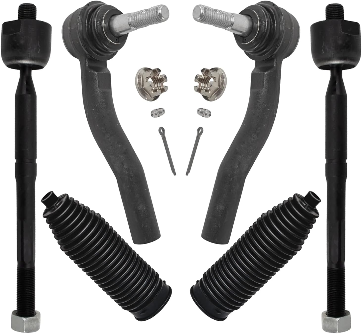6pc Front Inner Outer Tie Rods Suspension Kit
