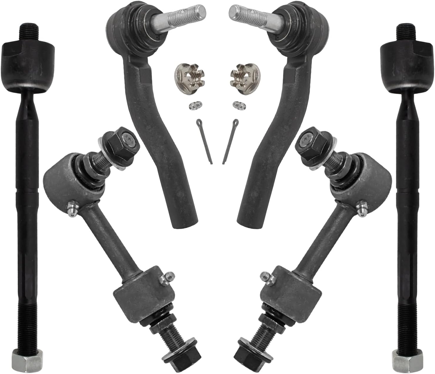 6pc Front Inner Outer Tie Rods Sway Bar Links Suspension Kit