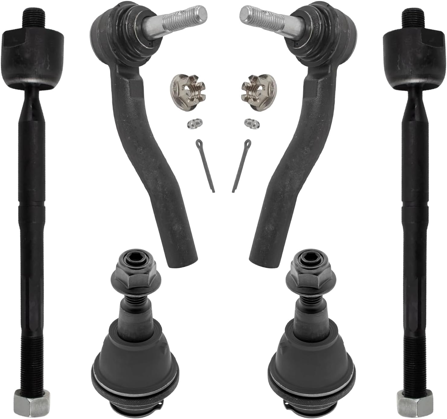 6pc Front Inner Outer Tie Rods Lower Ball Joints Suspension Kit