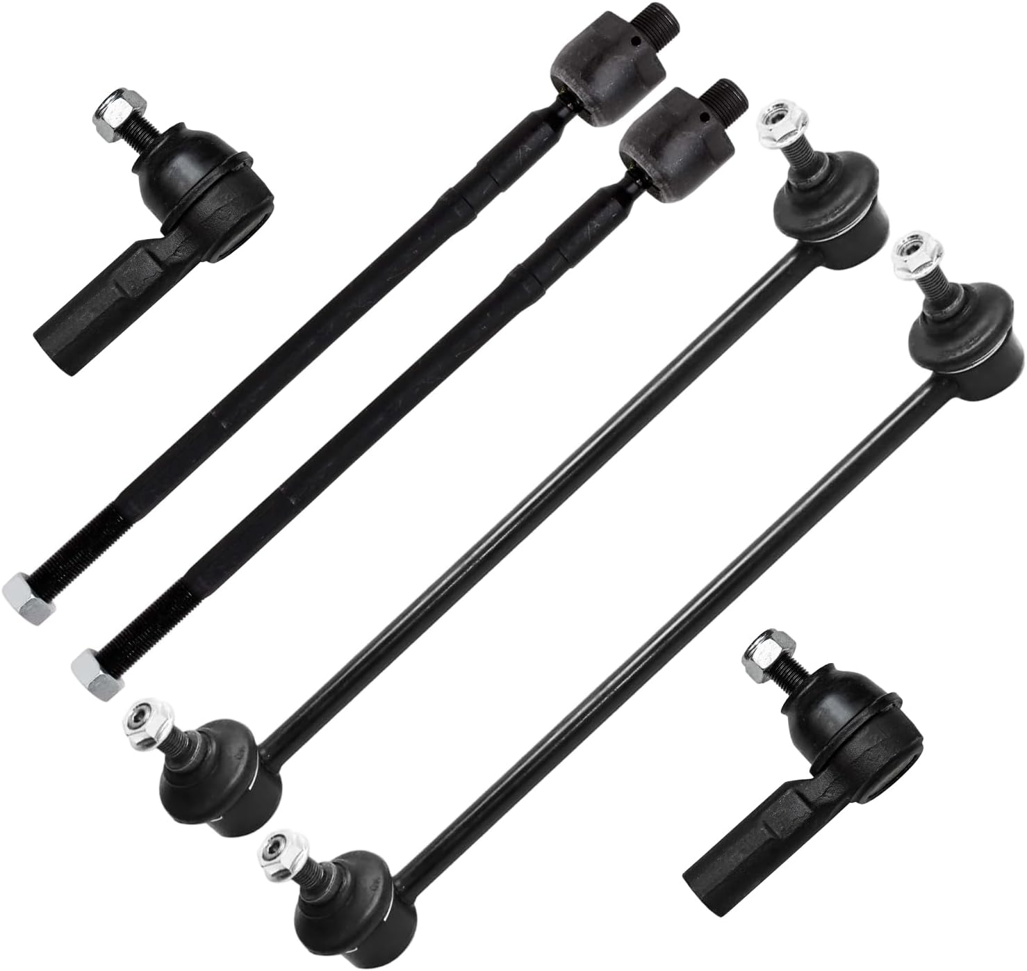 6pc Front Sway Bar Links Inner Outer Tie Rods Suspension Kit