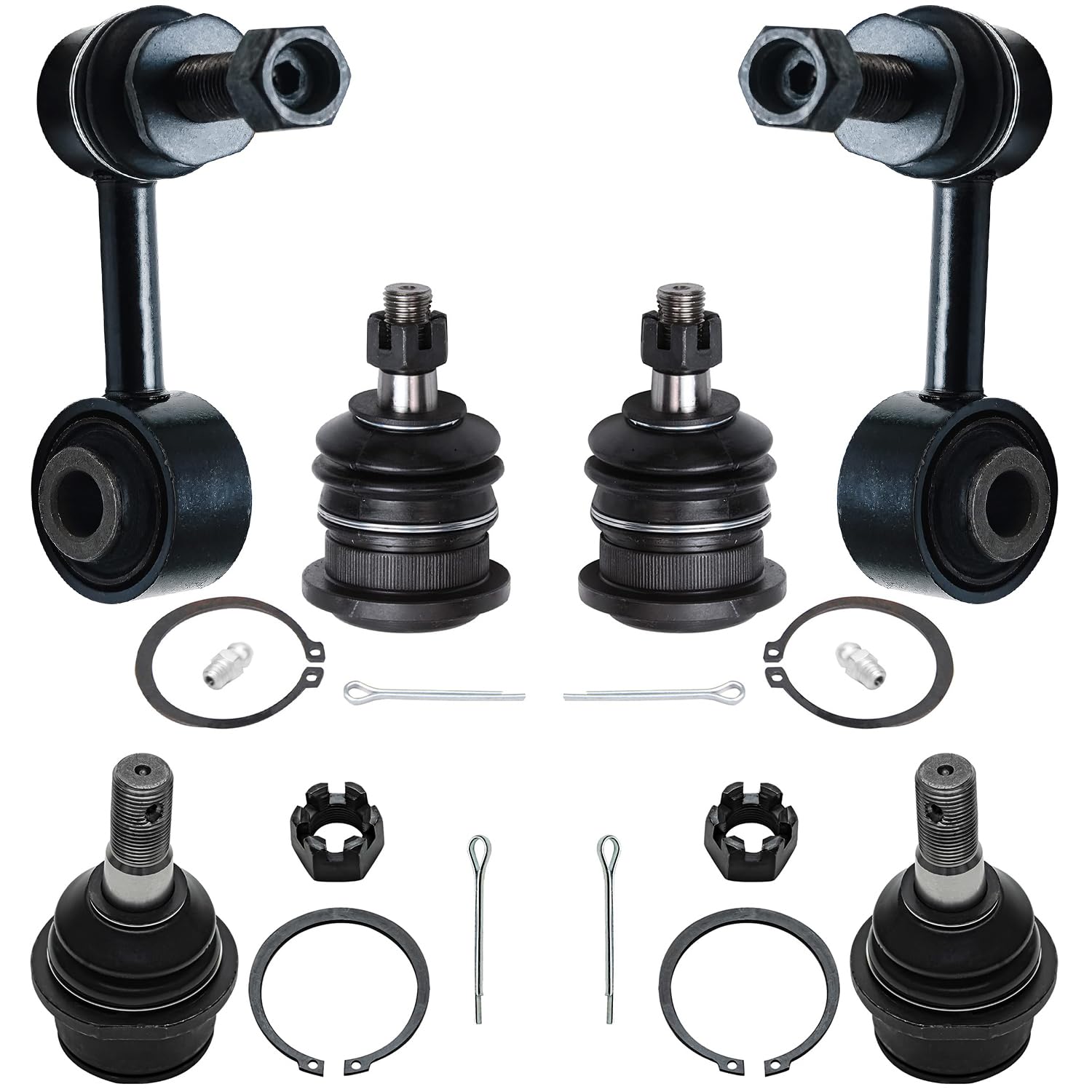 6pc Front Upper Lower Ball Joints Sway Bar Links Suspension Kit