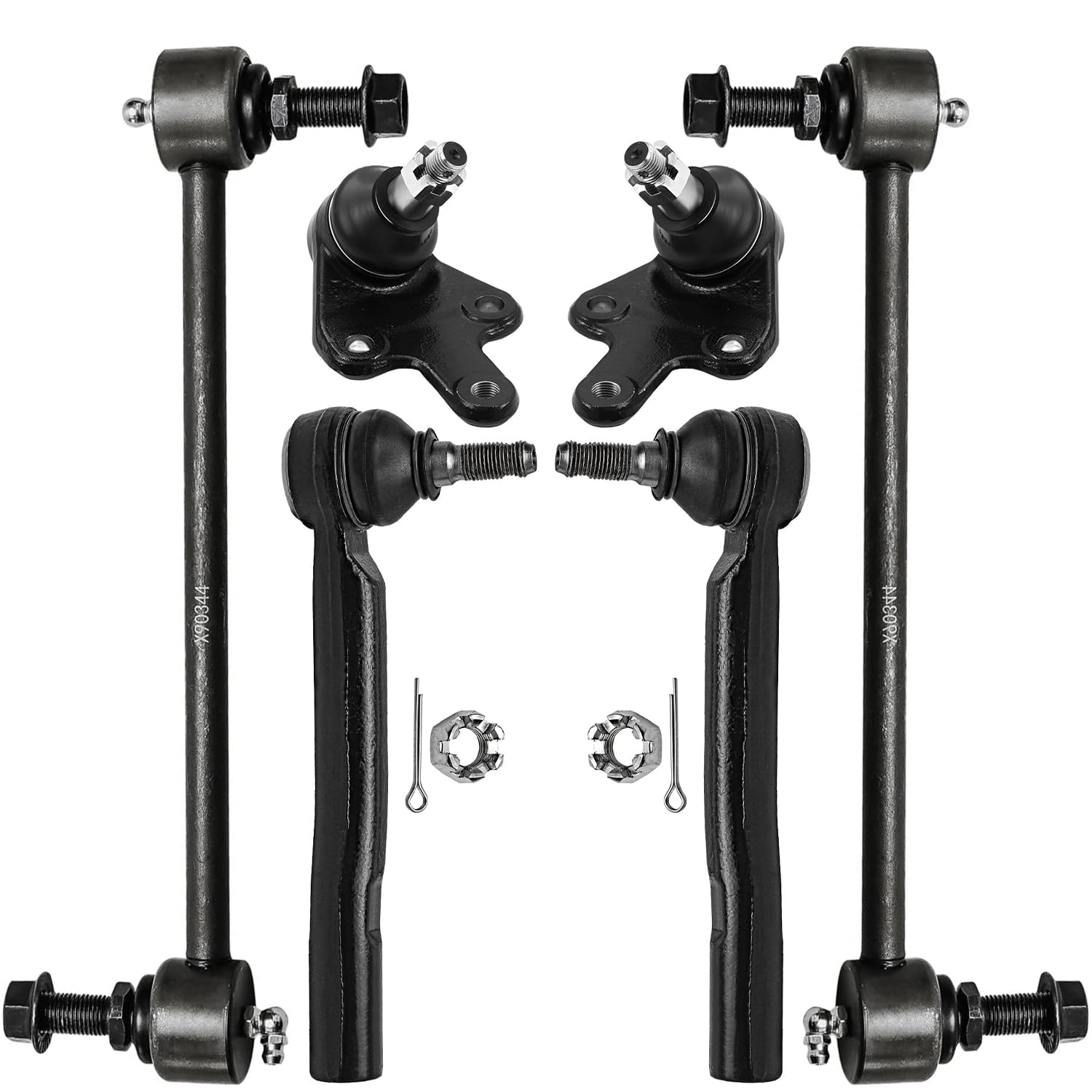 6pc Front Outer Tie Rods Lower Ball Joints Sway Bar Links Suspension Kit