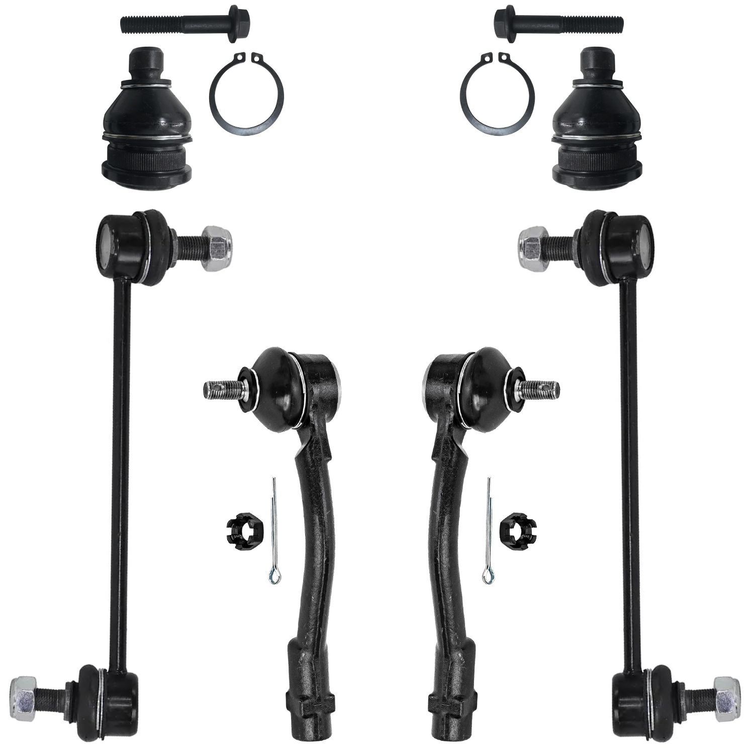 6pc Front Outer Tie Rods Sway Bar Links Lower Ball Joints Suspension Kit