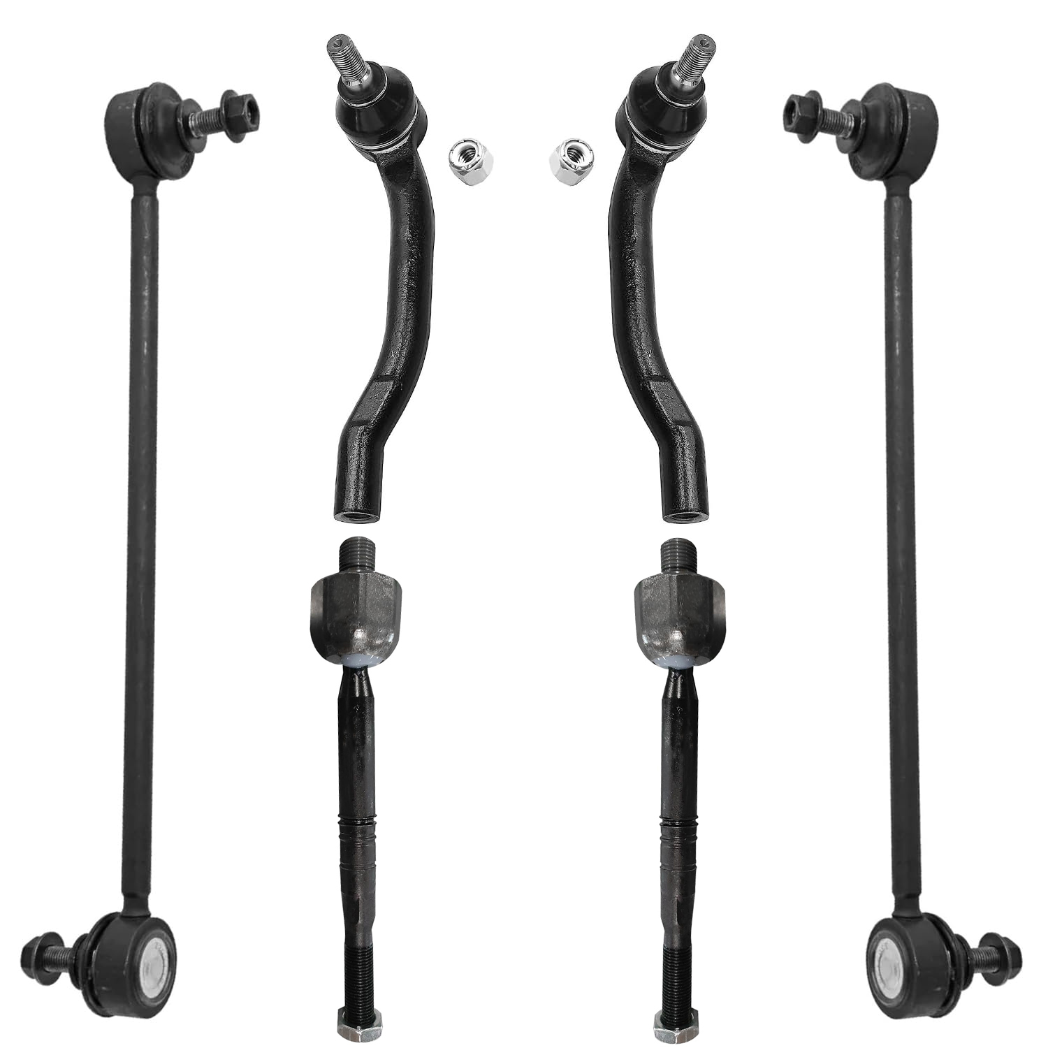 6pc Front Inner Outer Tie Rods Sway Bar Links Suspension Kit