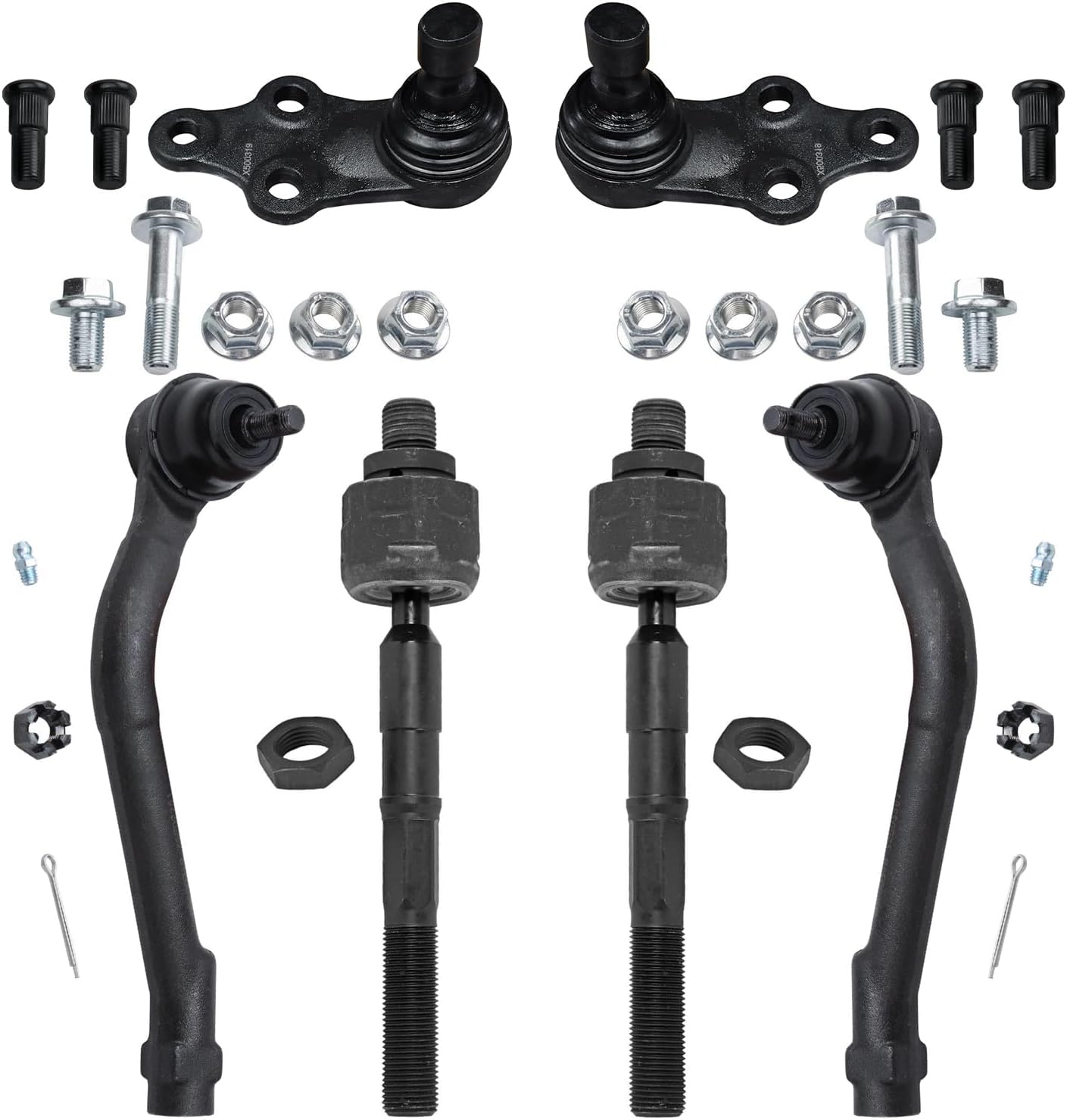 6pc Front Inner Outer Tie Rods Lower Ball Joints Suspension Kit