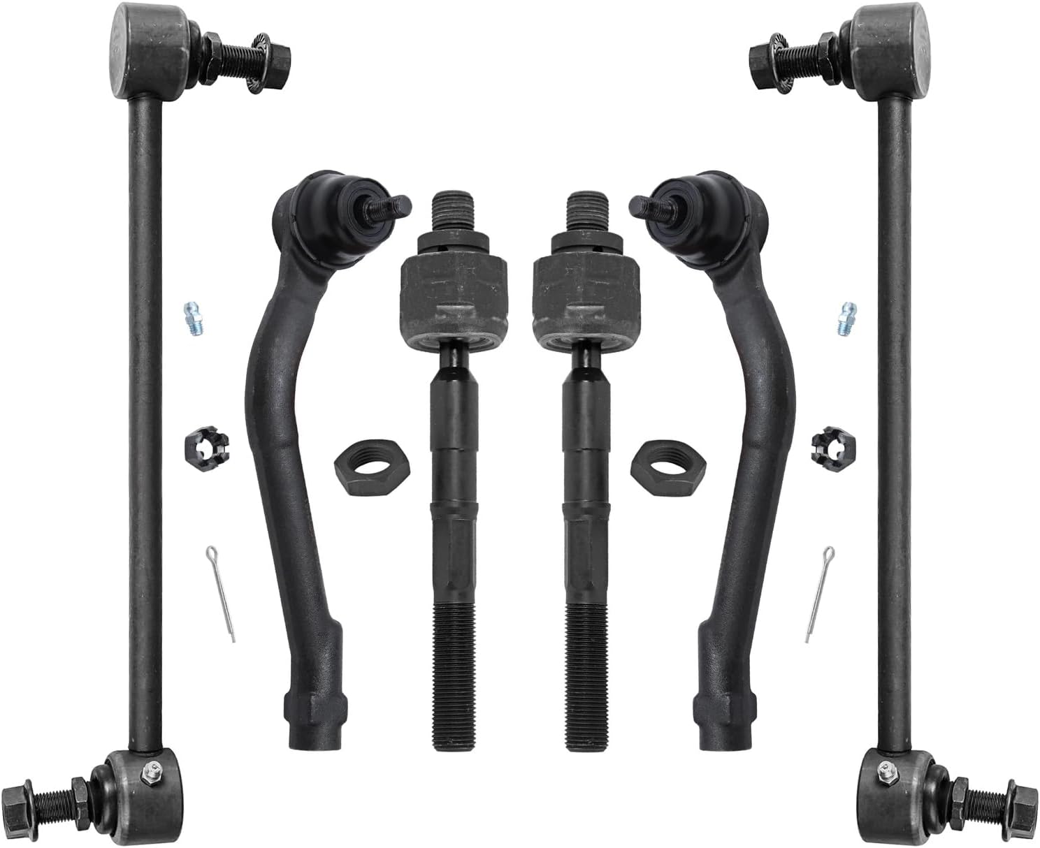 6pc Front Sway Bar Links Inner Outer Tie Rods Suspension Kit