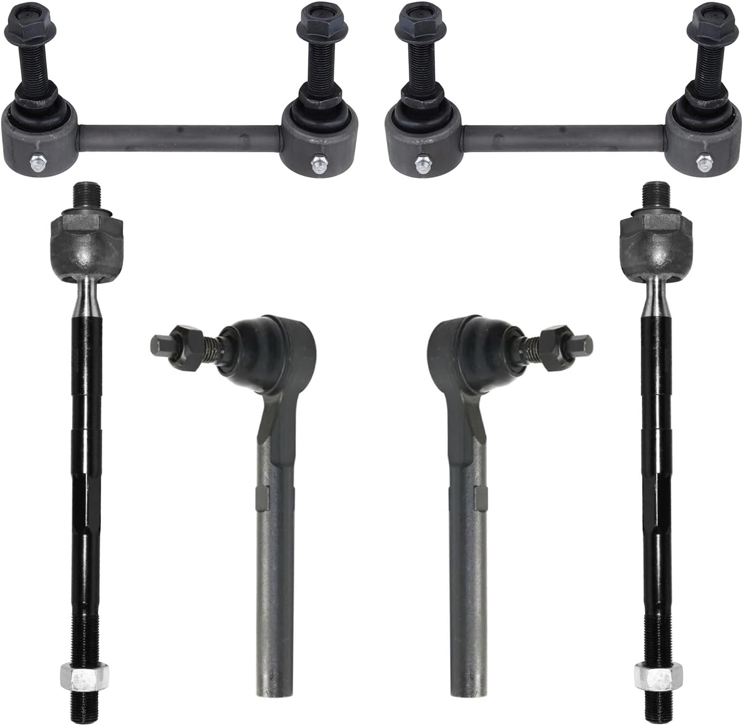 6pc Front Inner Outer Tie Rods Sway Bar Links Suspension Kit