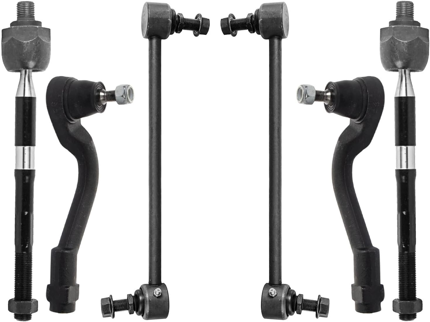 6pc Front Sway Bar Links Inner Outer Tie Rods Suspension Kit