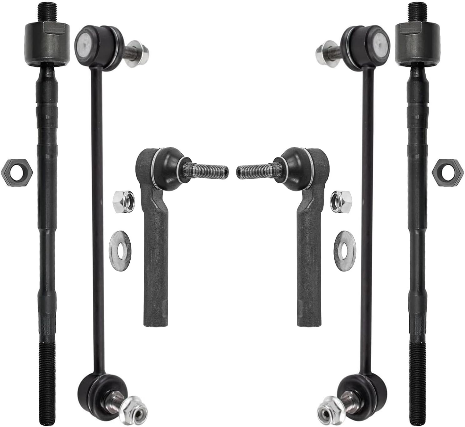 6pc Front Inner Outer Tie Rods Sway Bar Links Suspension Kit