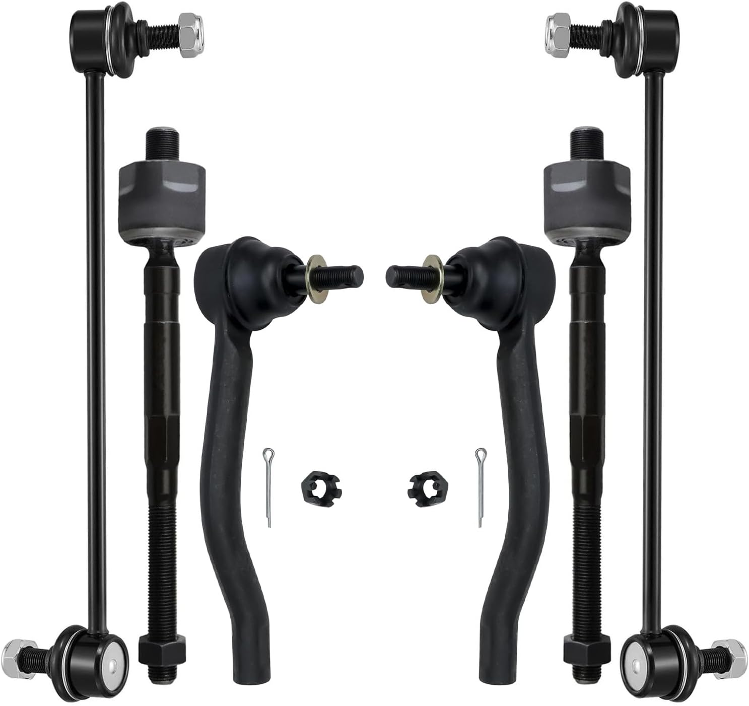 6pc Front Sway Bar Links Inner Outer Tie Rods Suspension Kit