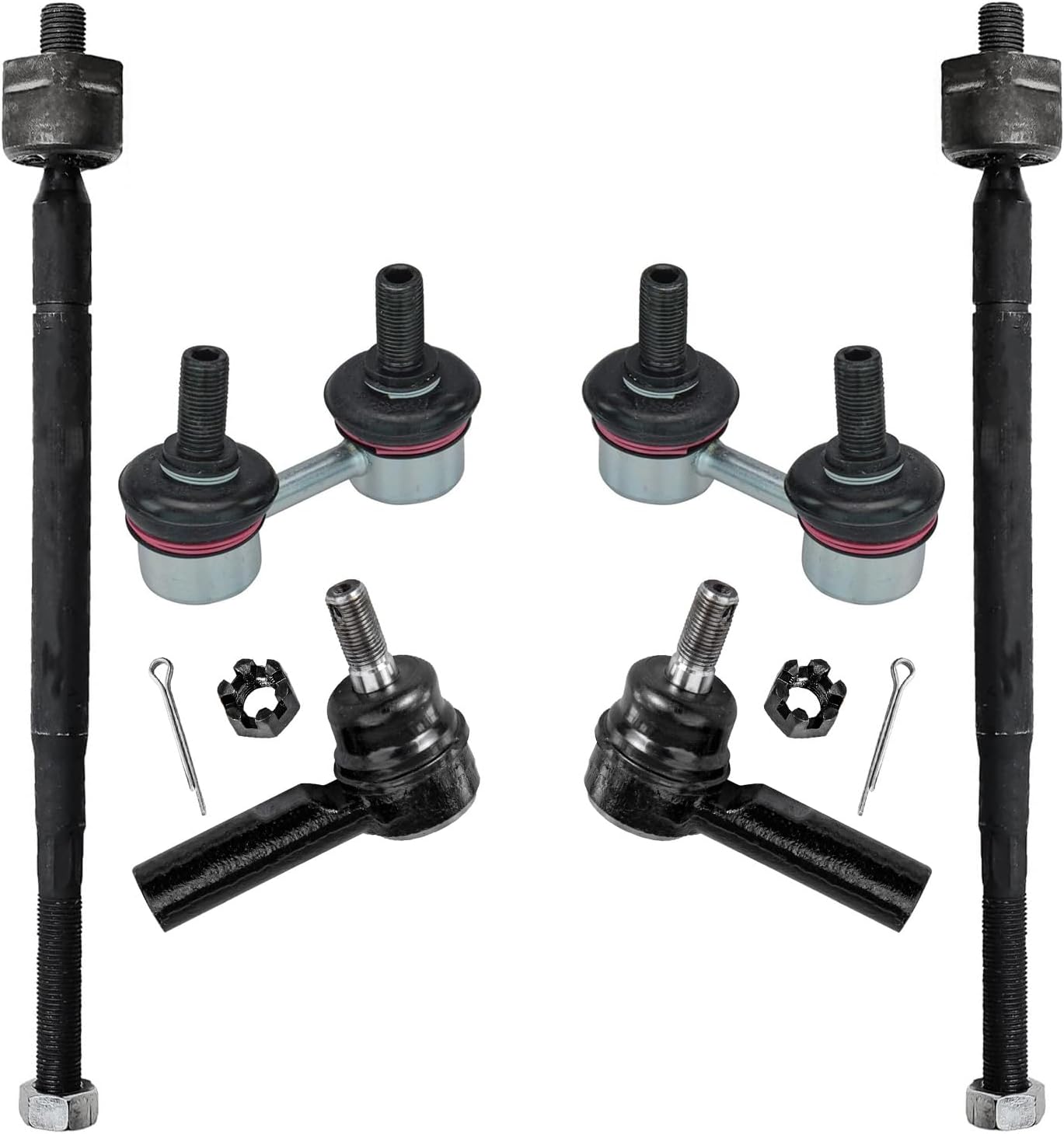 6pc Front Inner Outer Tie Rods Sway Bar Links Suspension Kit