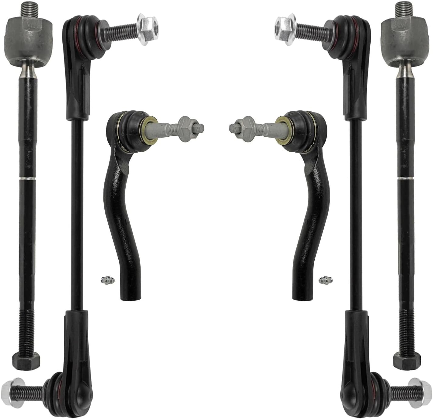 6pc Front Sway Bar Links Inner Outer Tie Rods Suspension Kit