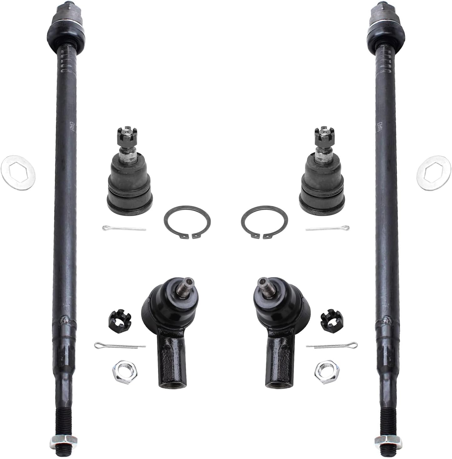6pc Front Inner Outer Tie Rods Lower Ball Joints Suspension Kit