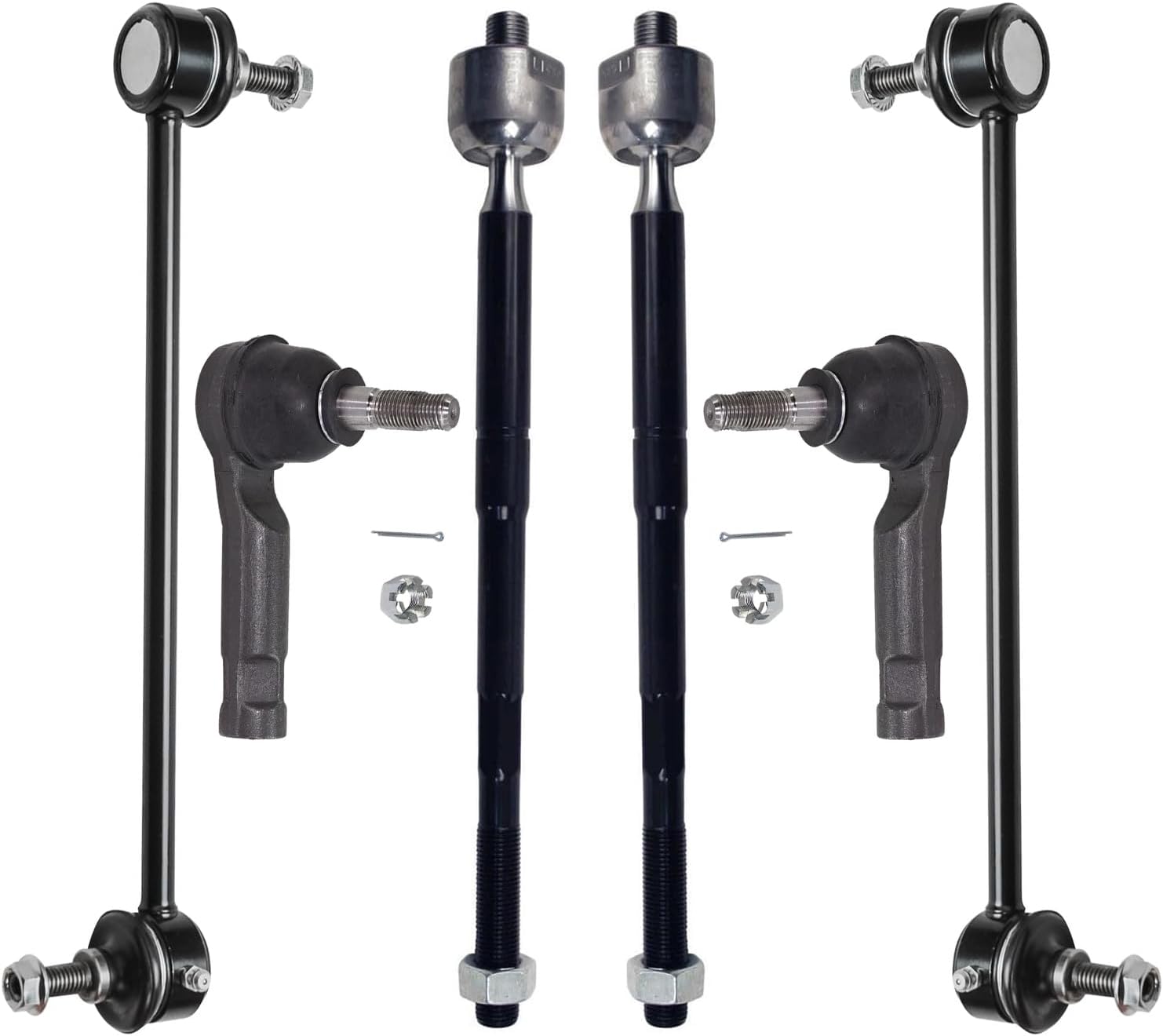 6pc Front Sway Bar Links Inner Outer Tie Rods Suspension Kit