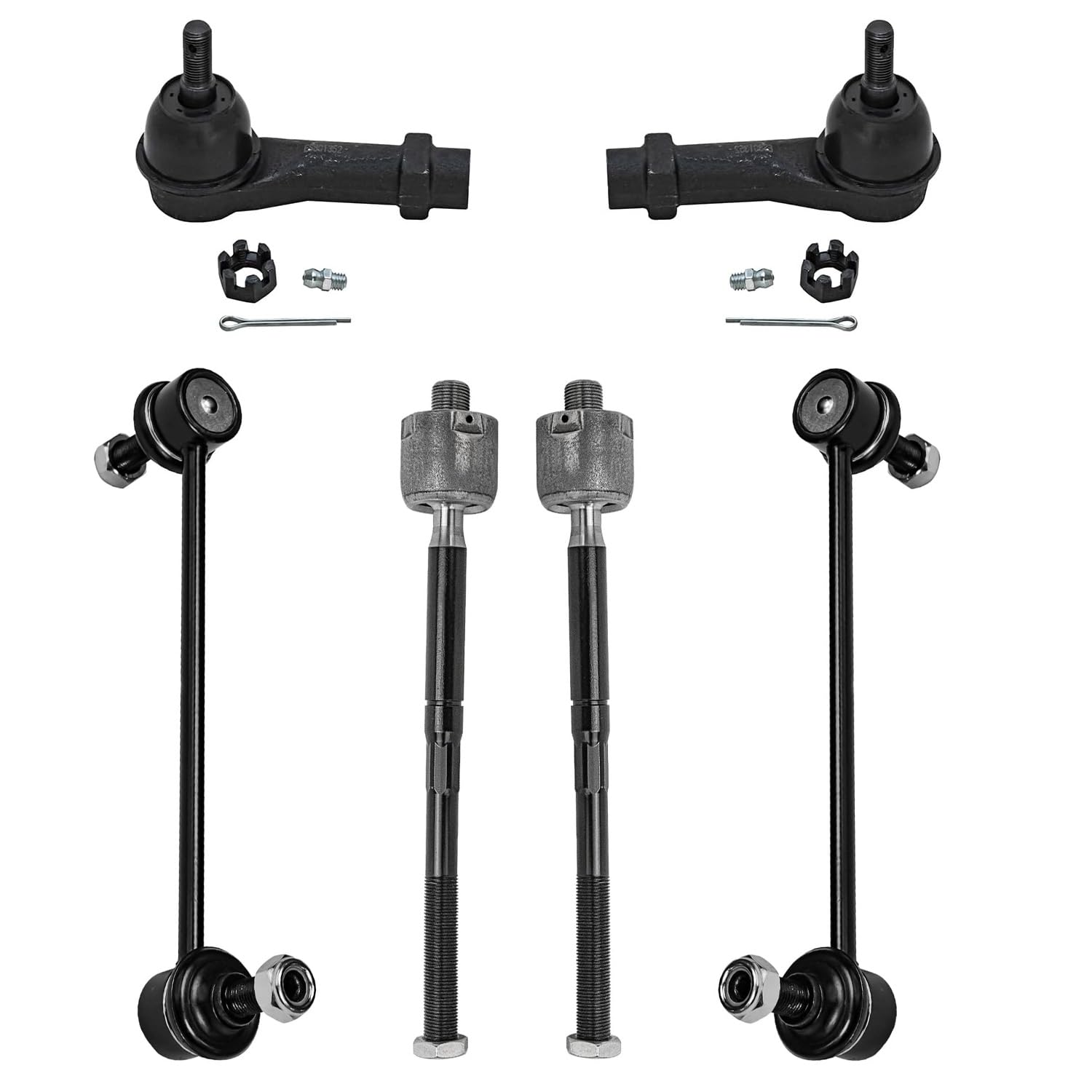 6pc Front Inner Outer Tie Rods Sway Bar Links Suspension Kit