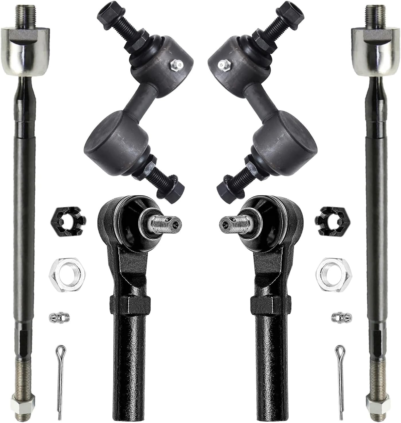 6pc Front Inner Outer Tie Rods Sway Bar Links Suspension Kit