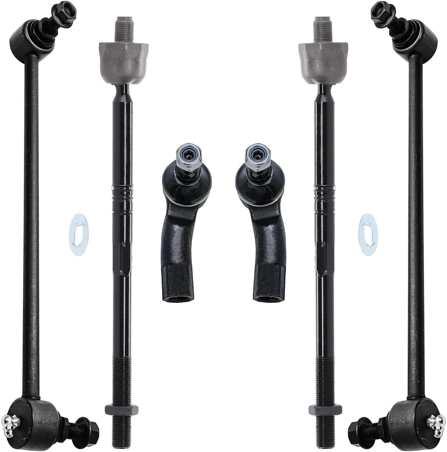 6pc Front Sway Bar Links Inner Outer Tie Rods Suspension Kit