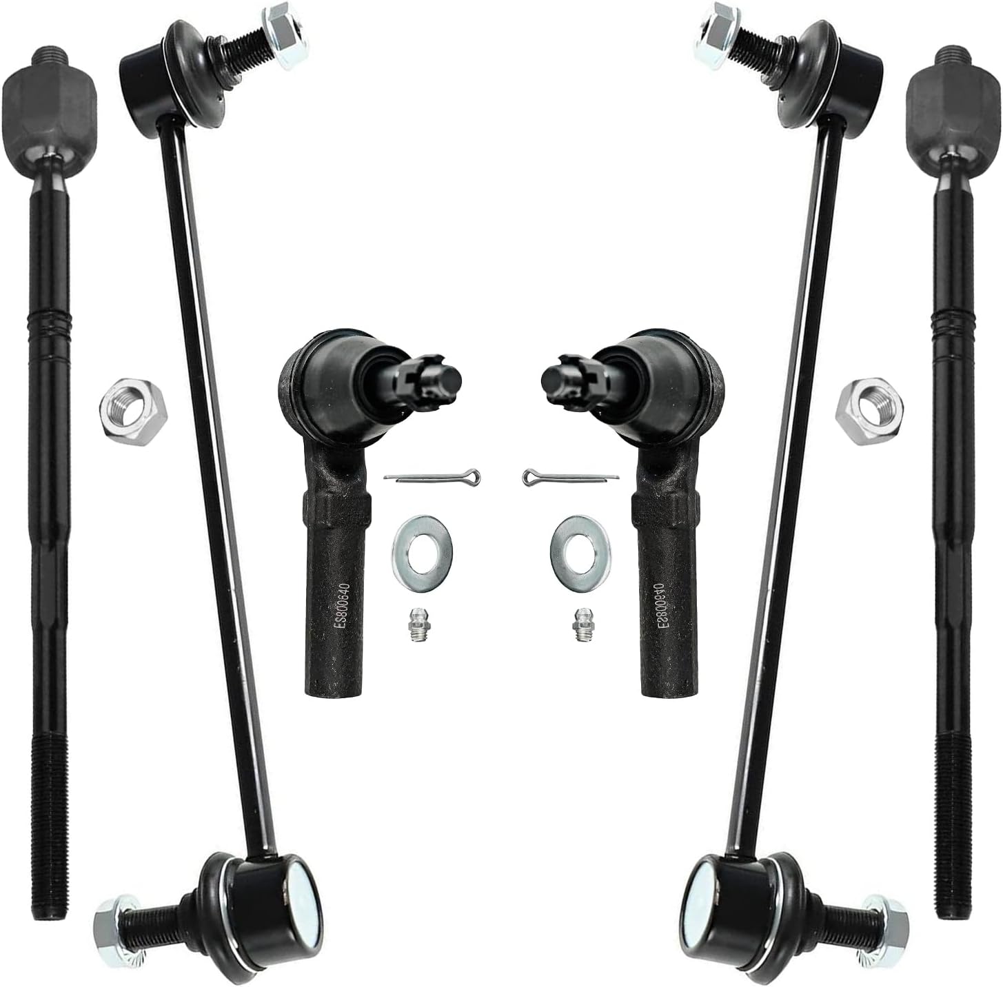 6pc Front Sway Bar Links Inner Outer Tie Rods Suspension Kit