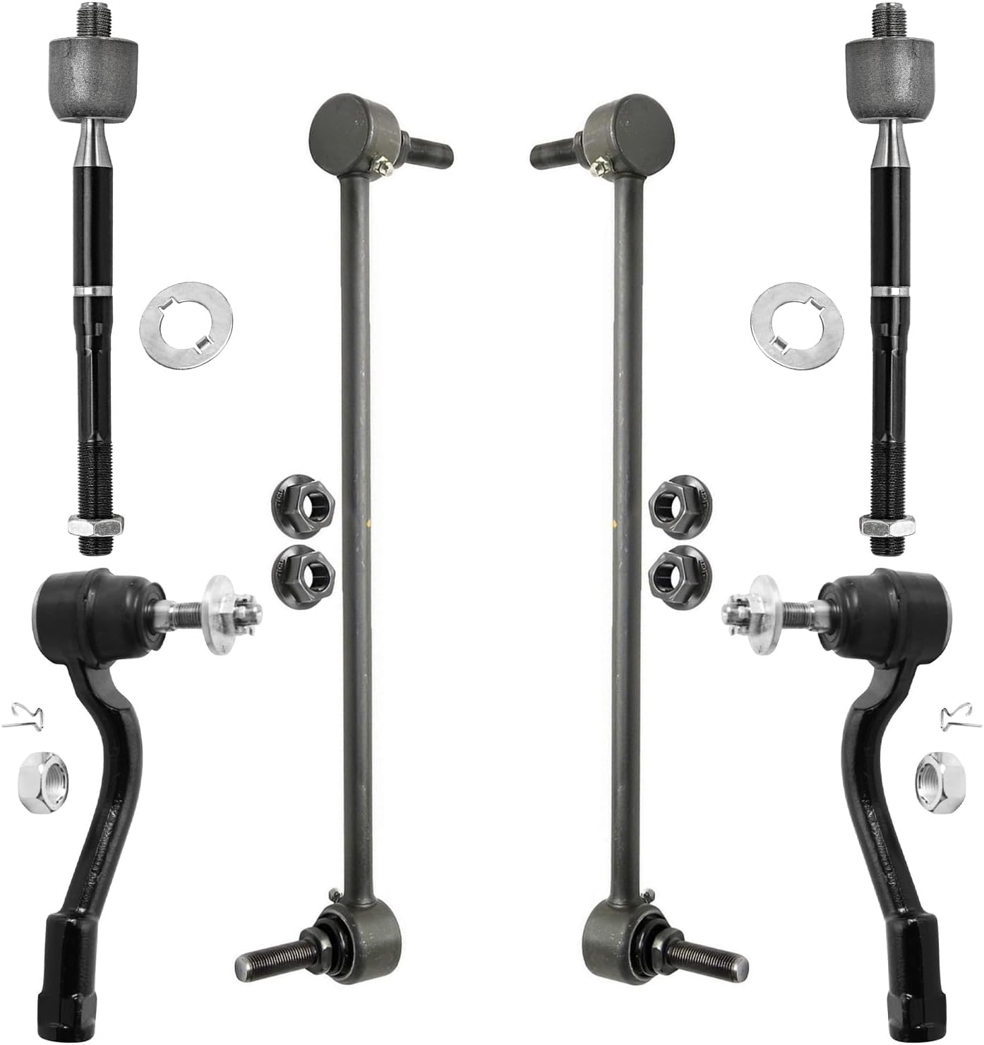 6pc Front Sway Bar Links Inner Outer Tie Rods Suspension Kit