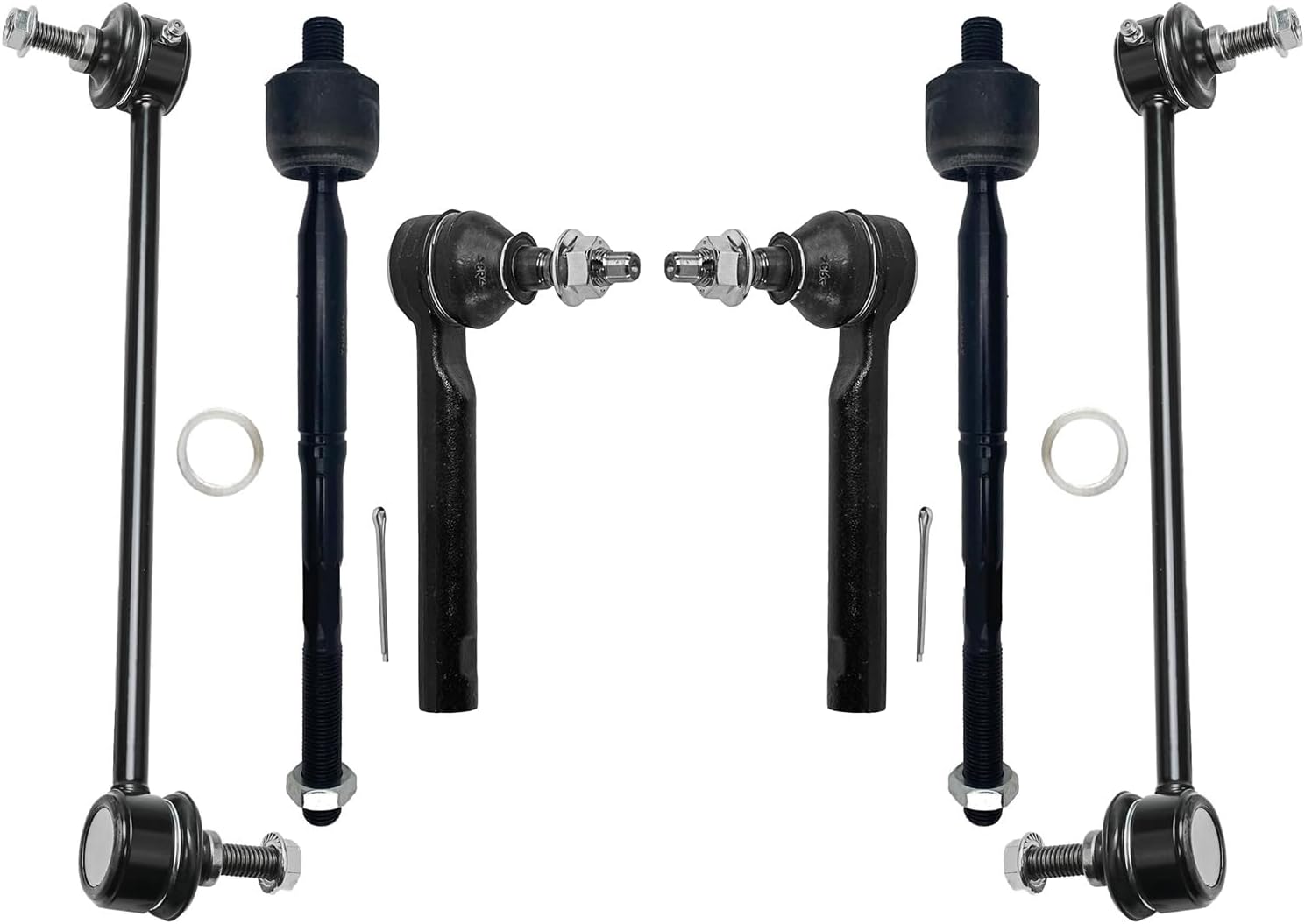 6pc Front Sway Bar Links Inner Outer Tie Rods Suspension Kit