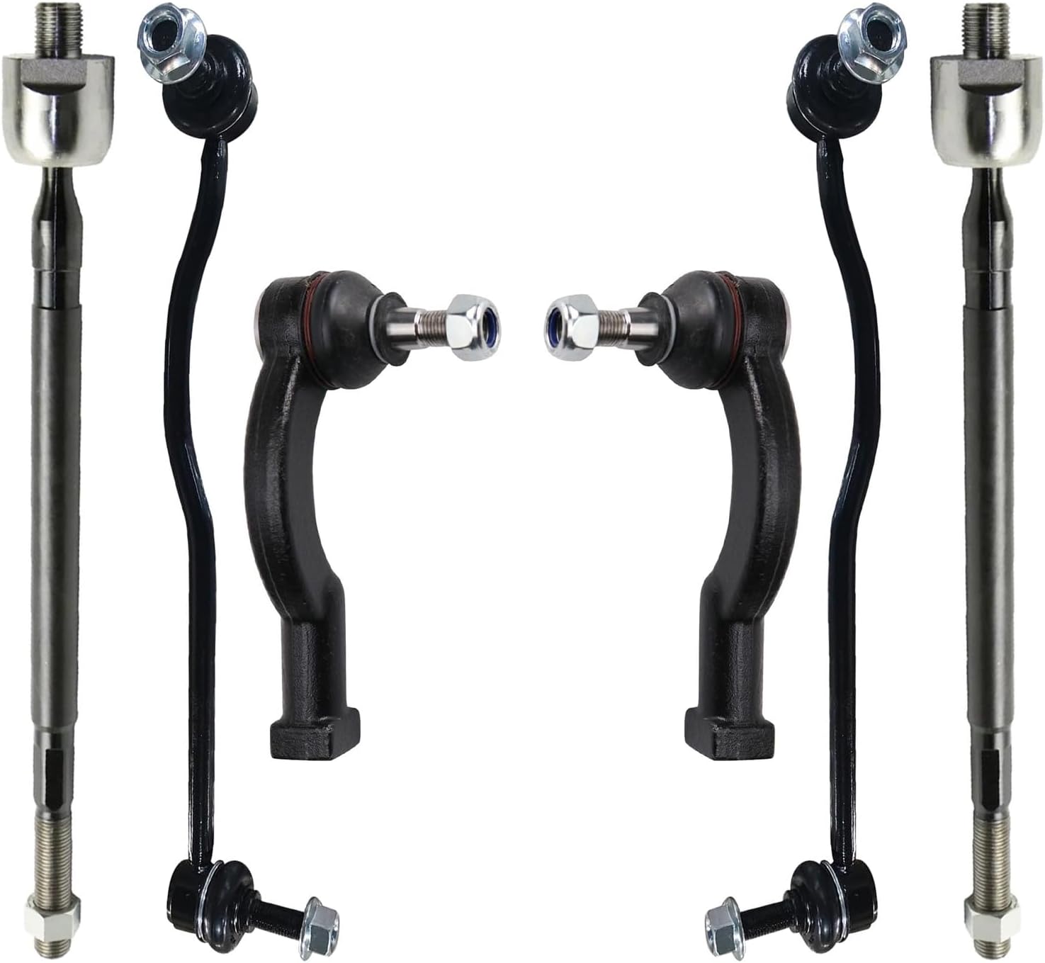 6pc Front Sway Bar Links Inner Outer Tie Rods Suspension Kit