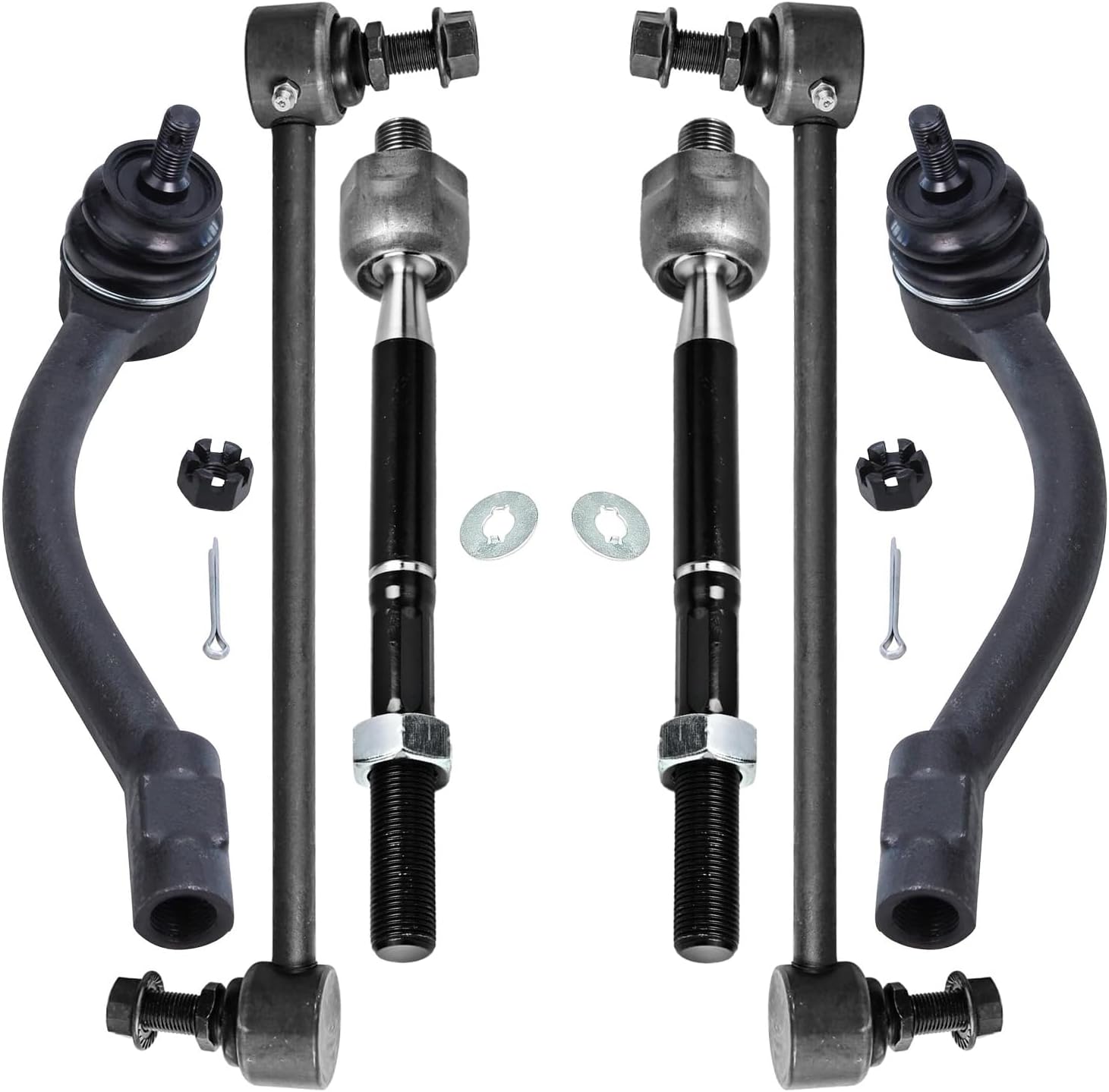 6pc Front Sway Bar Links Inner Outer Tie Rods Suspension Kit