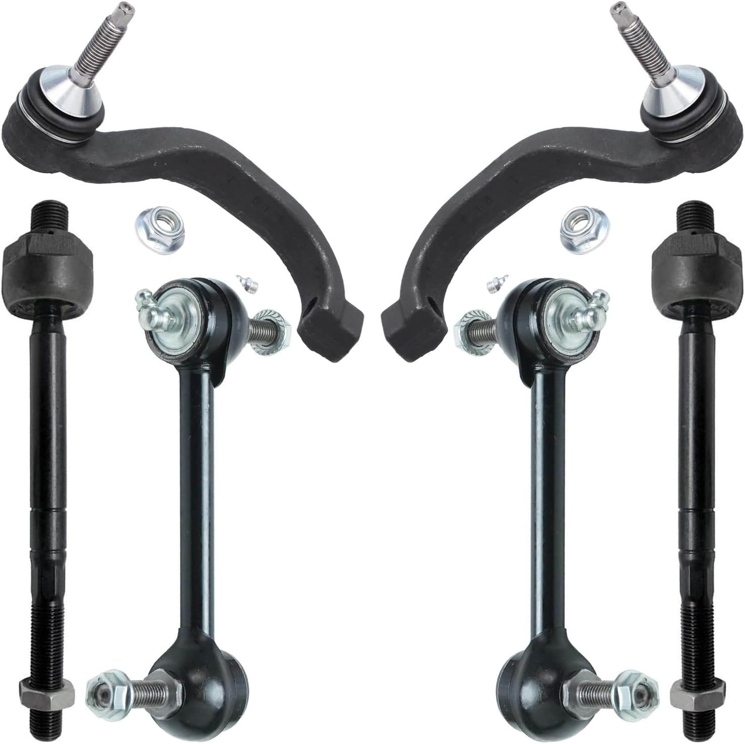 6pc Front Inner Outer Tie Rods Sway Bar Links Suspension Kit
