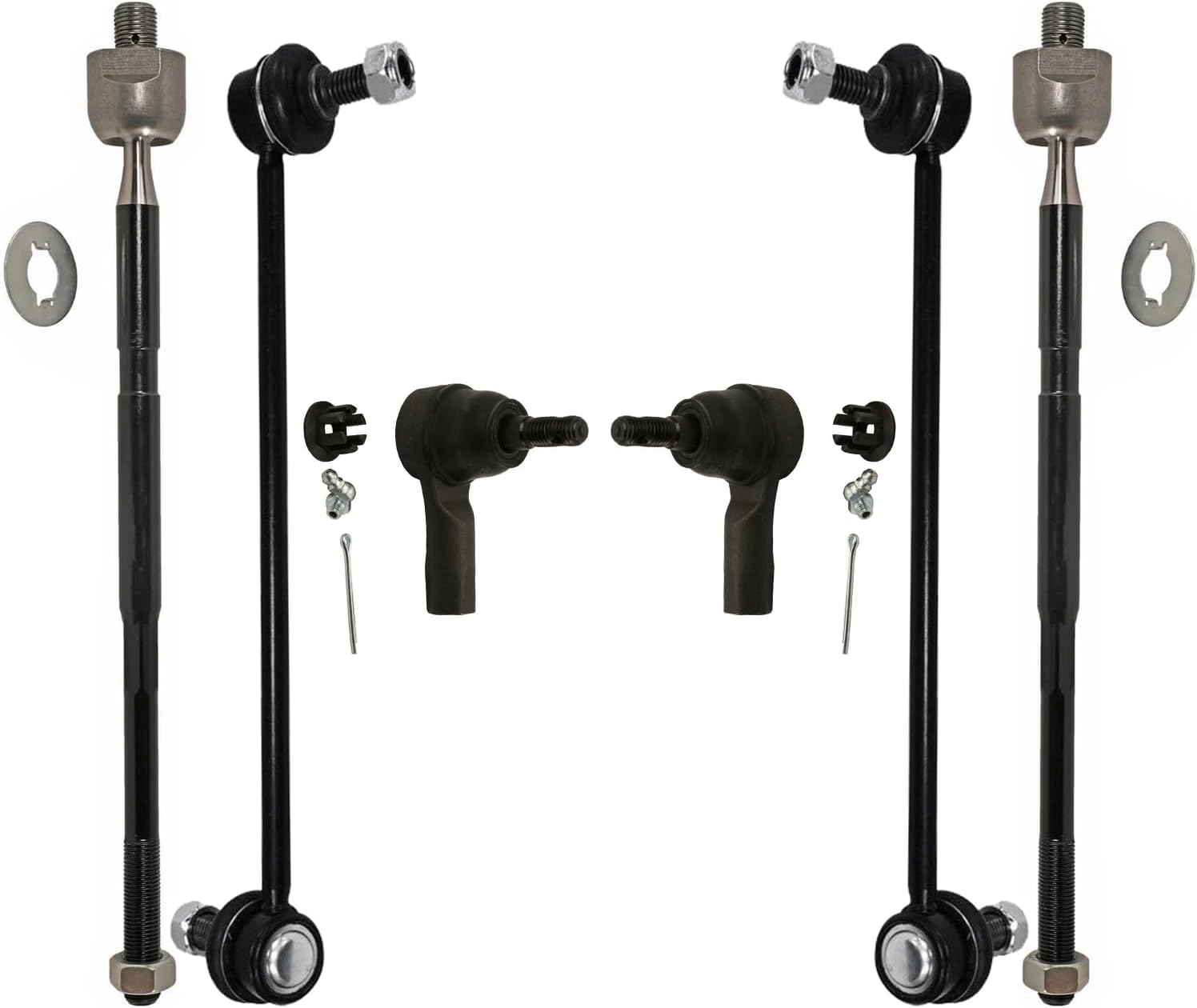 6pc Front Inner Outer Tie Rods Sway Bar Links Suspension Kit