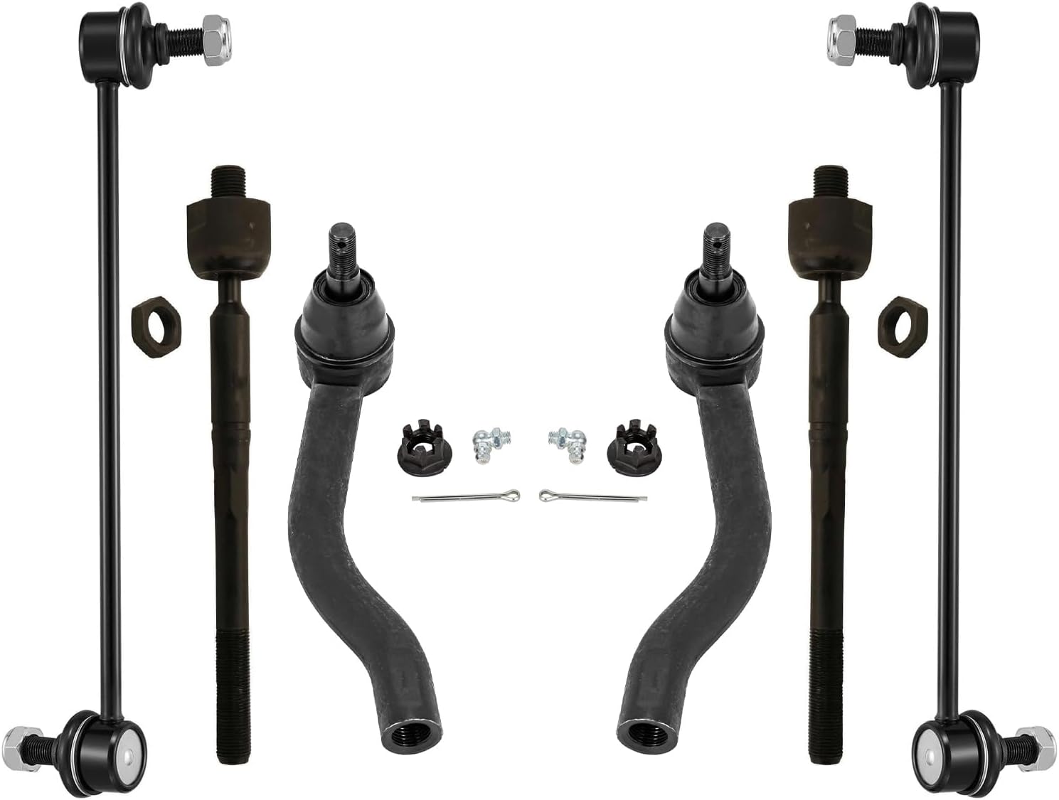6pc Front Sway Bar Links Inner Outer Tie Rods Suspension Kit