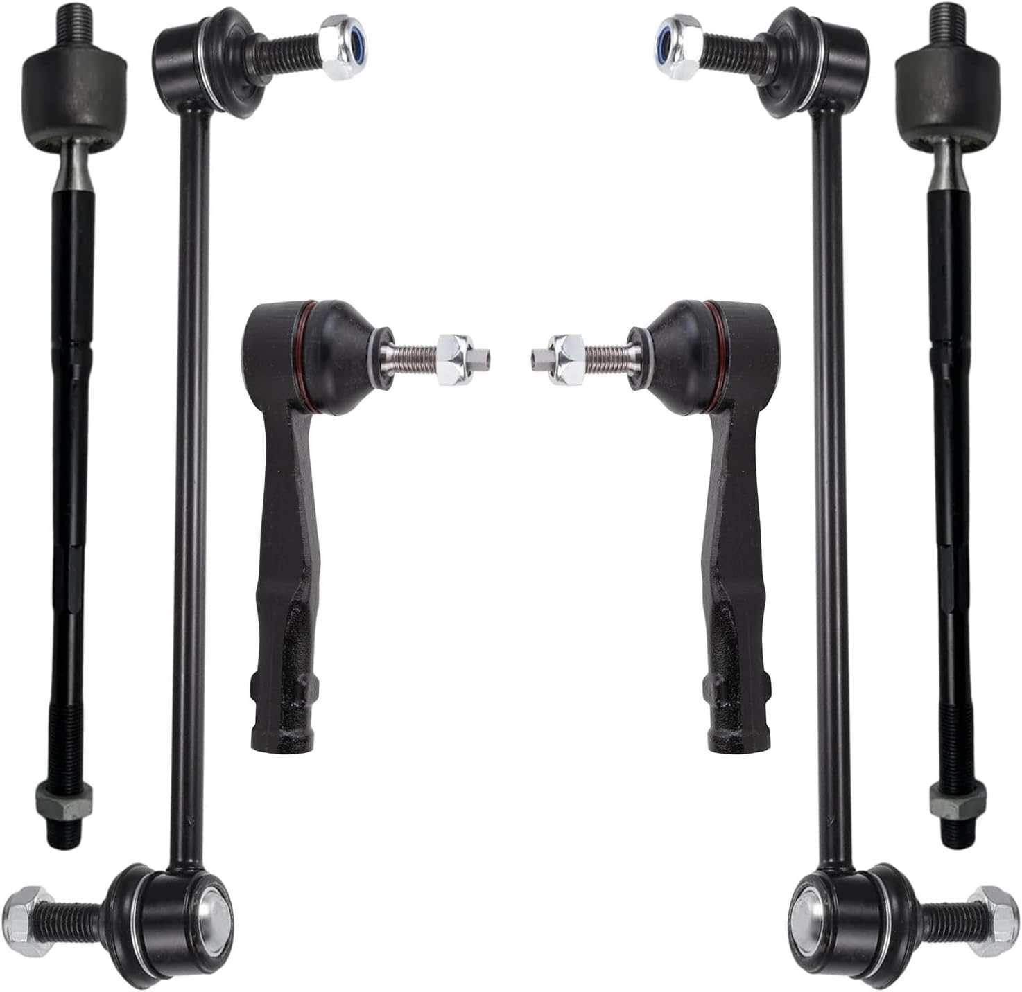6pc Front Sway Bar Links Inner Outer Tie Rods Suspension Kit