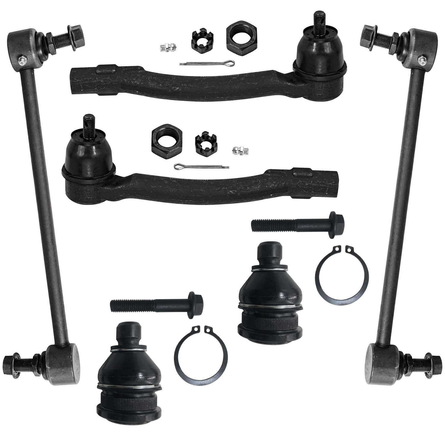 6pc Front Outer Tie Rods Lower Ball Joints Sway Bar Links Suspension Kit