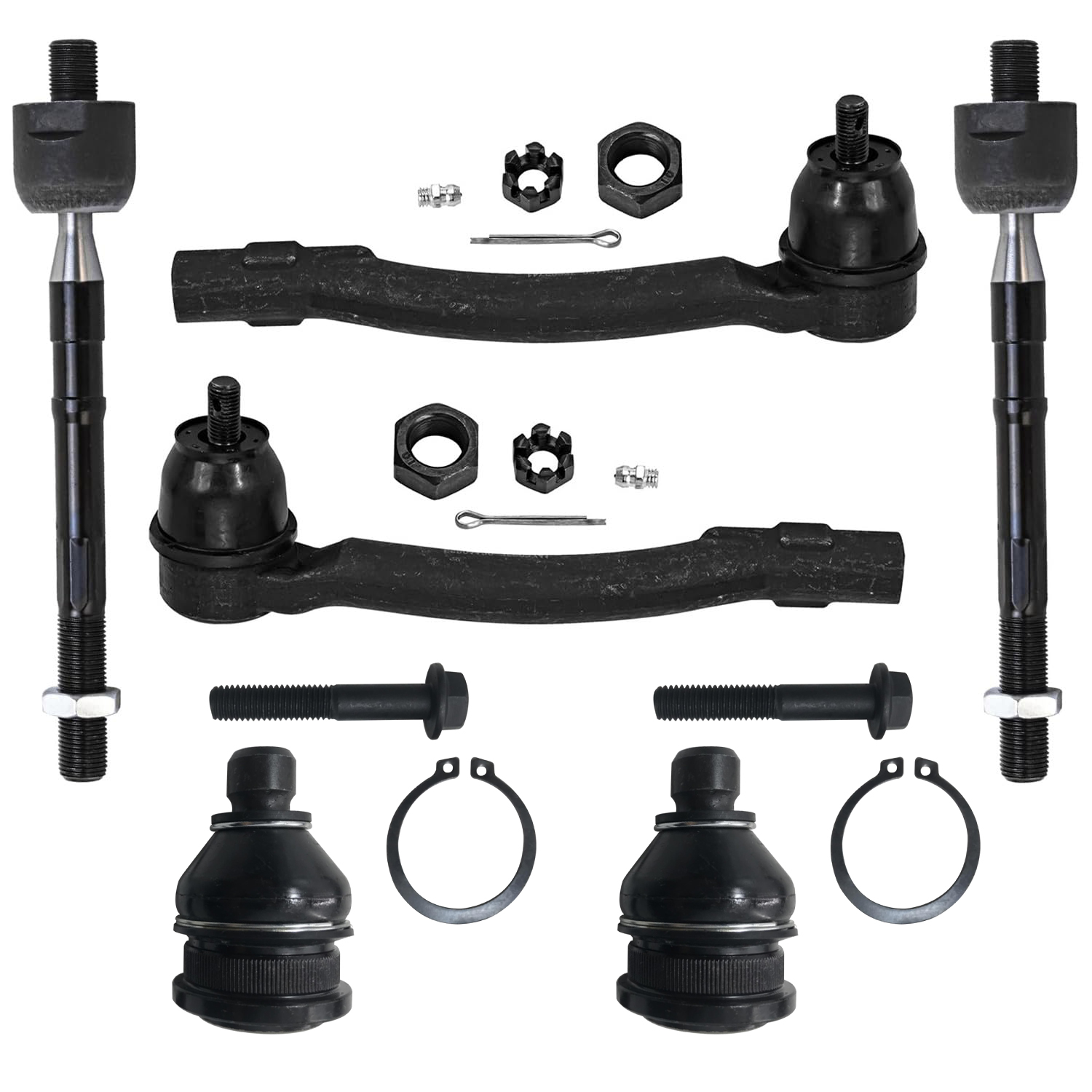 6pc Front Inner Outer Tie Rods Lower Ball Joints Suspension Kit