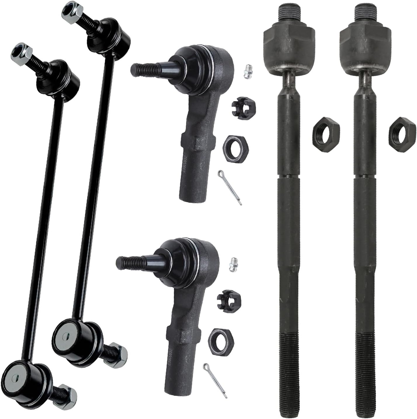 6pc Front Inner Outer Tie Rods Sway Bar Links Suspension Kit