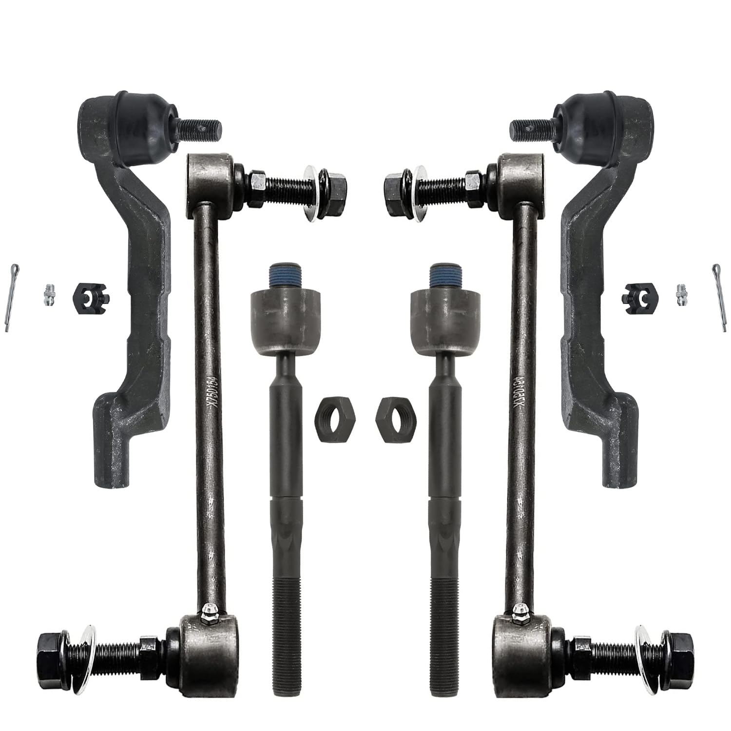 6pc Front Sway Bar Links Inner Outer Tie Rods Suspension Kit