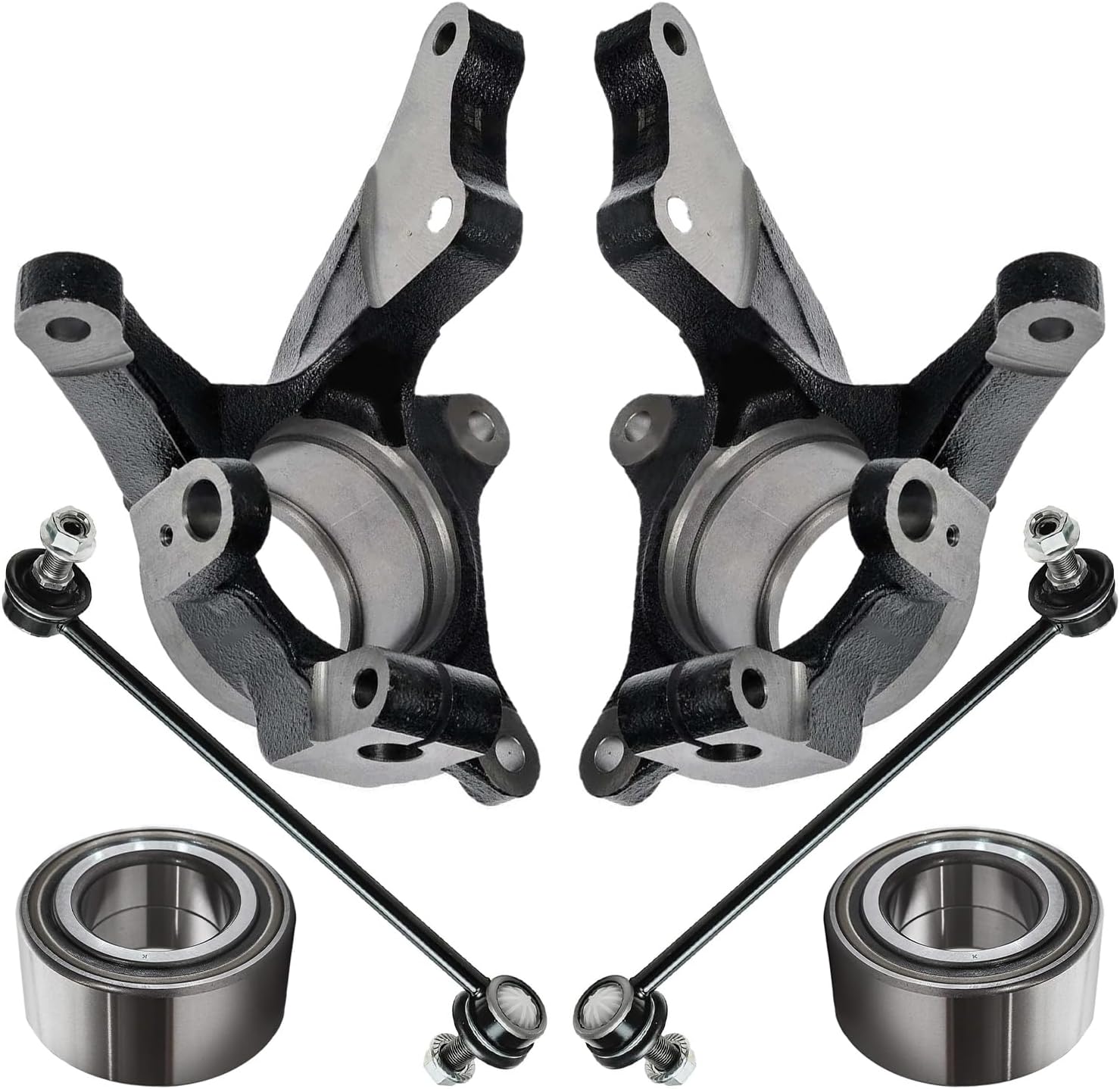 6pc Front Steering Knuckles Wheel Bearings Sway Bar Links Suspension Kit