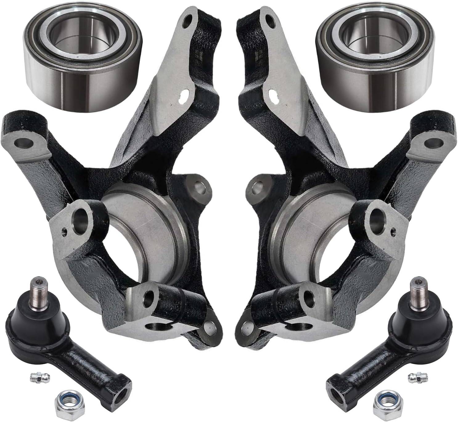 6pc Front Steering Knuckles Wheel Bearings Outer Tie Rods Suspension Kit