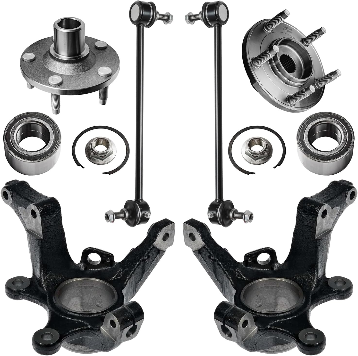 6pc Front Steering Knuckles Wheel Hub and Bearings Sway Bar Links Suspension Kit