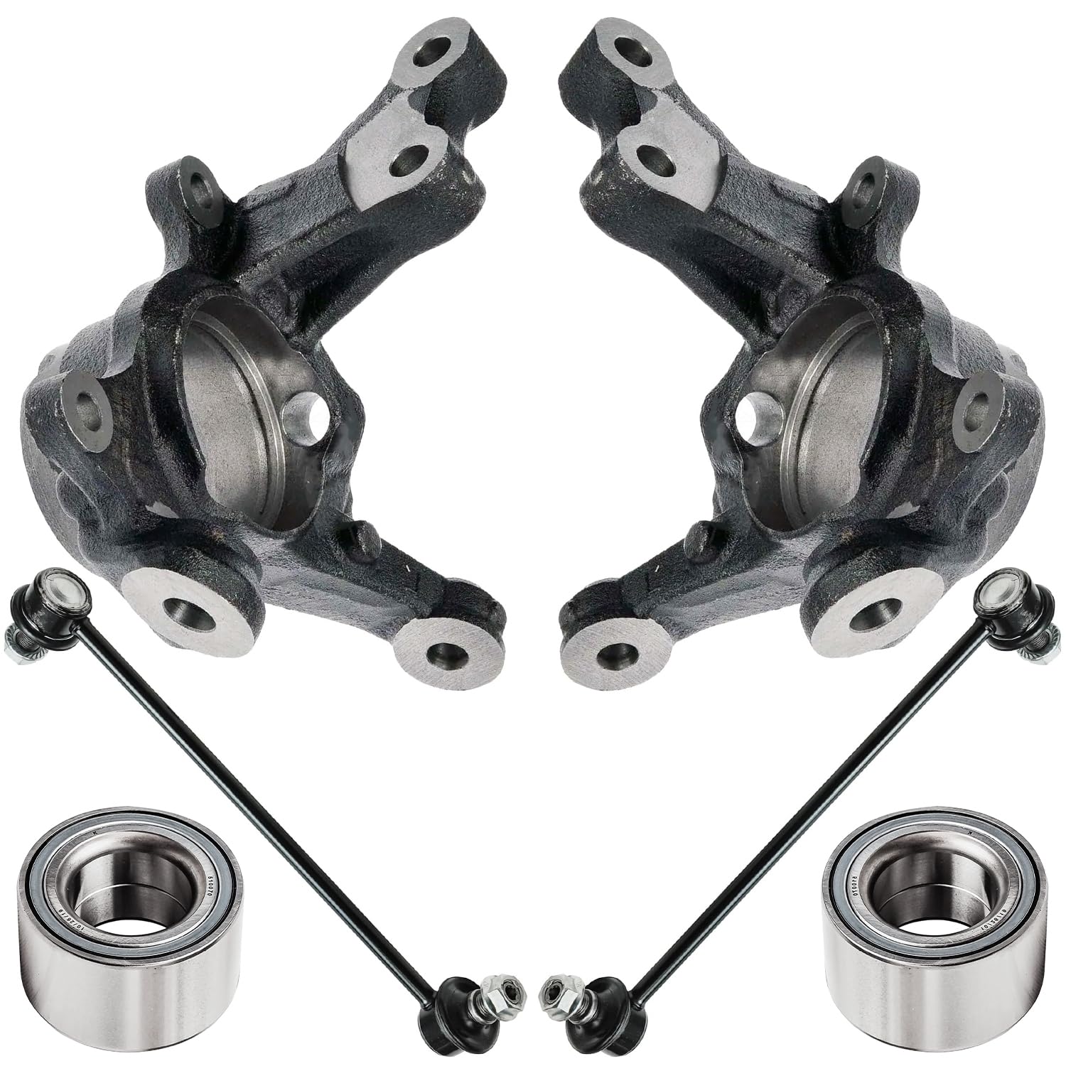 6pc Front Steering Knuckles Wheel Bearings Sway Bar Links Suspension Kit