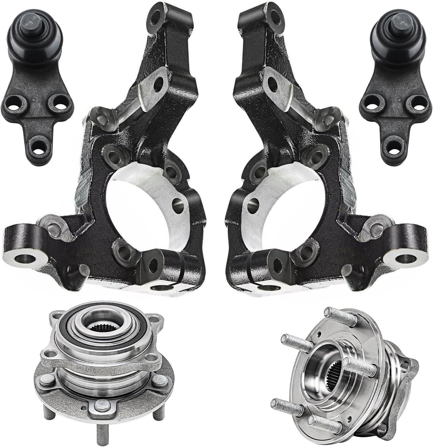 6pc Front Steering Knuckles Wheel Hub and Bearings Ball Joints Suspension Kit