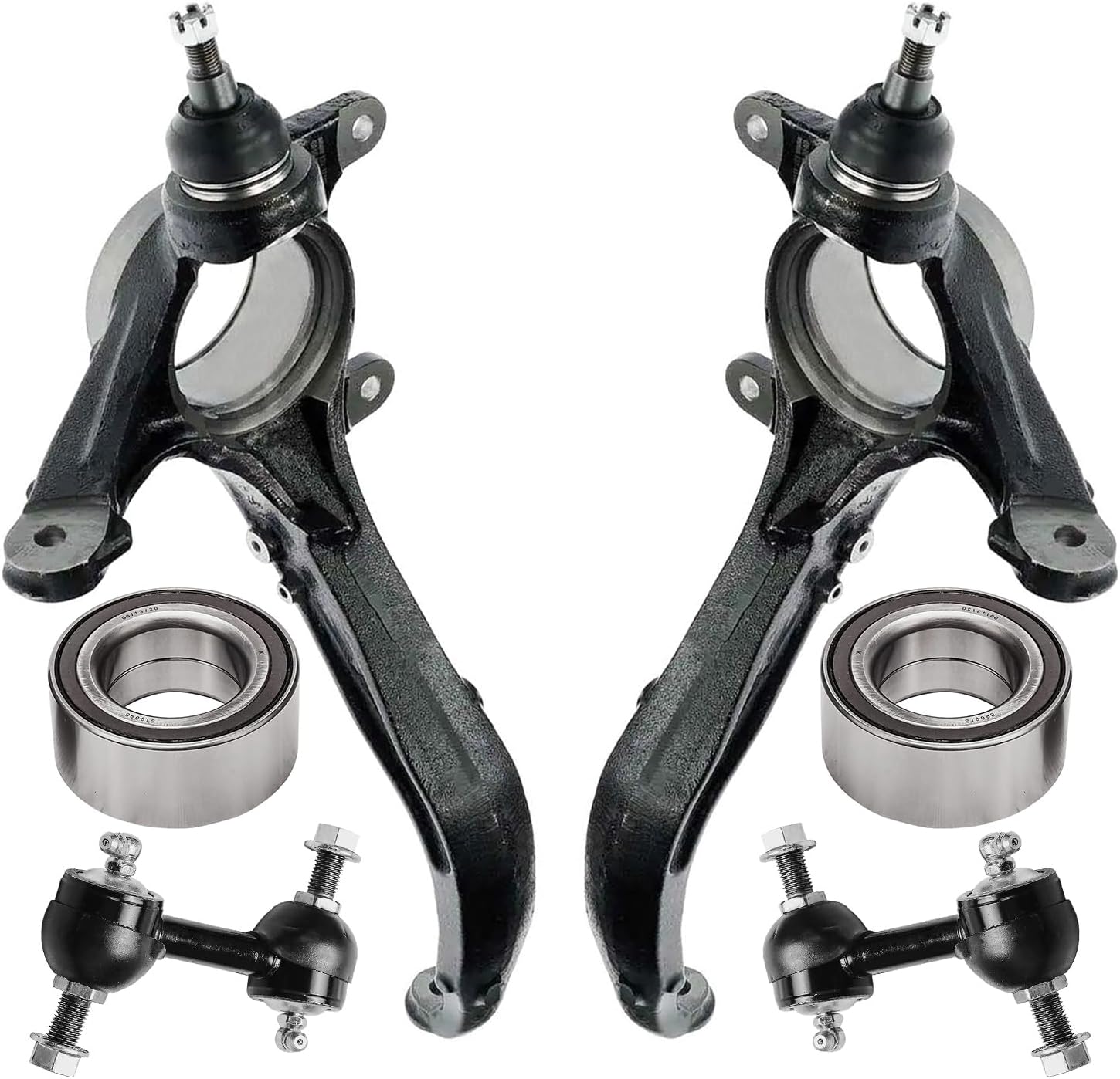 6pc Front Steering Knuckles Wheel Bearings Sway Bar Links Suspension Kit