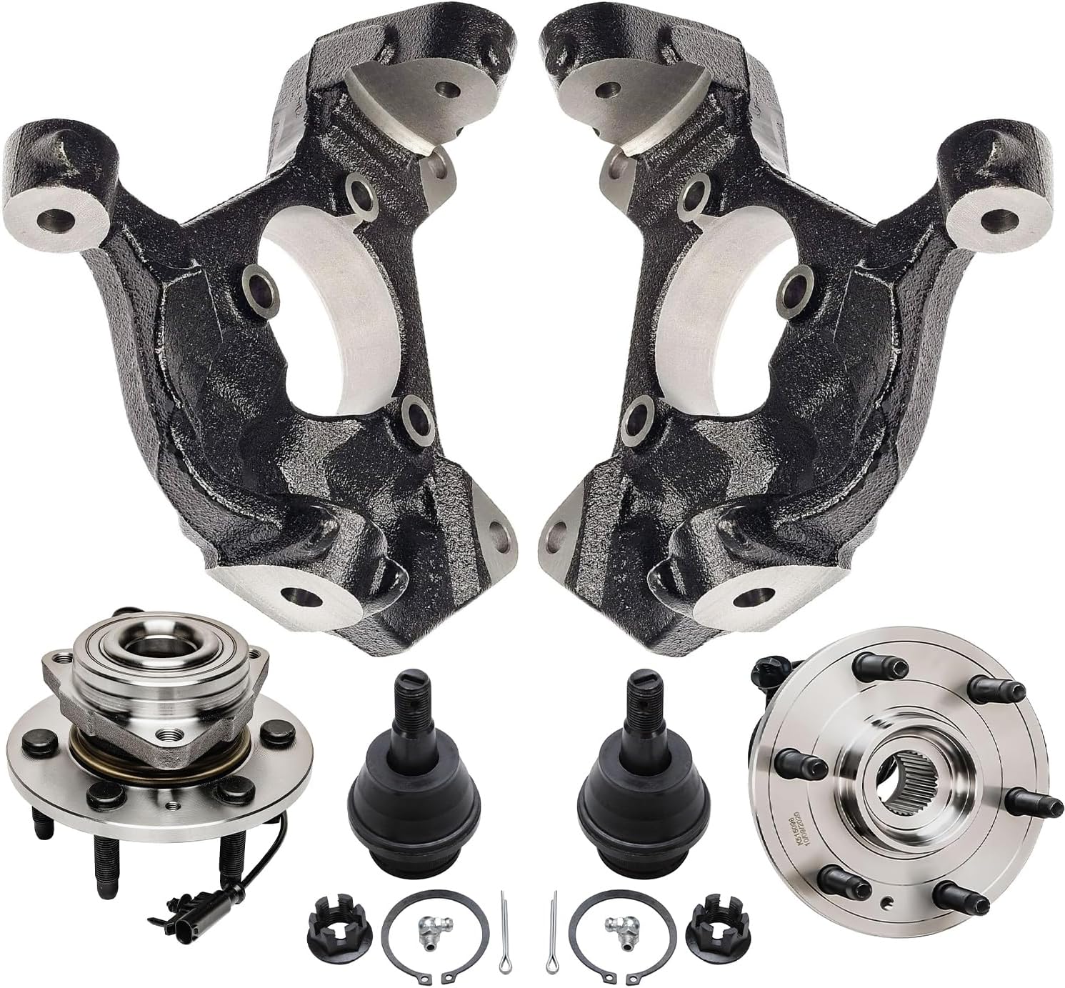 6pc Front Steering Knuckles Wheel Hub and Bearings Ball Joints Suspension Kit
