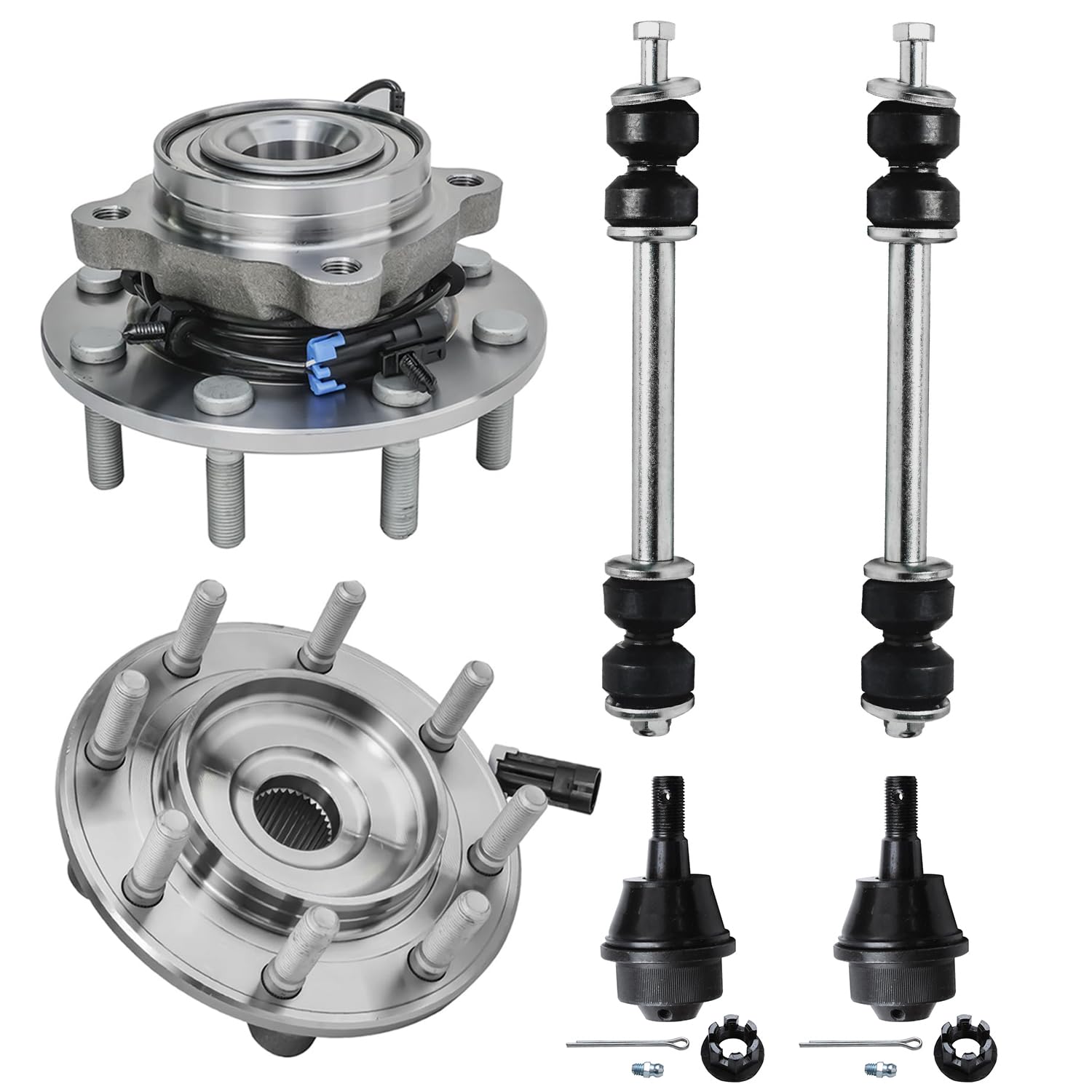 6pc Front Wheel Hub and Bearings Sway Bar Links Lower Ball Joints Suspension Kit