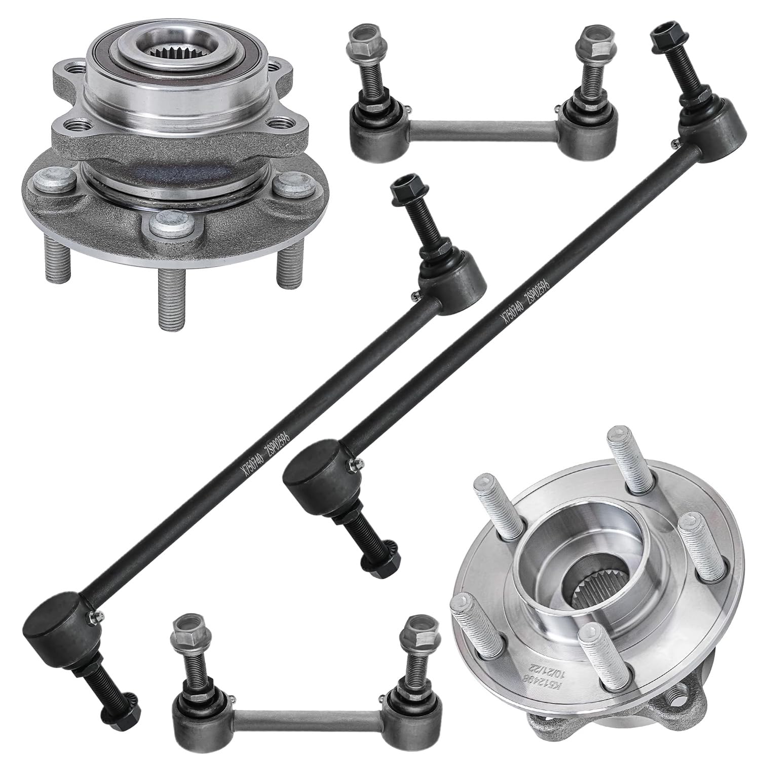 6pc Front Wheel Hub and Bearings Sway Bar Links Suspension Kit