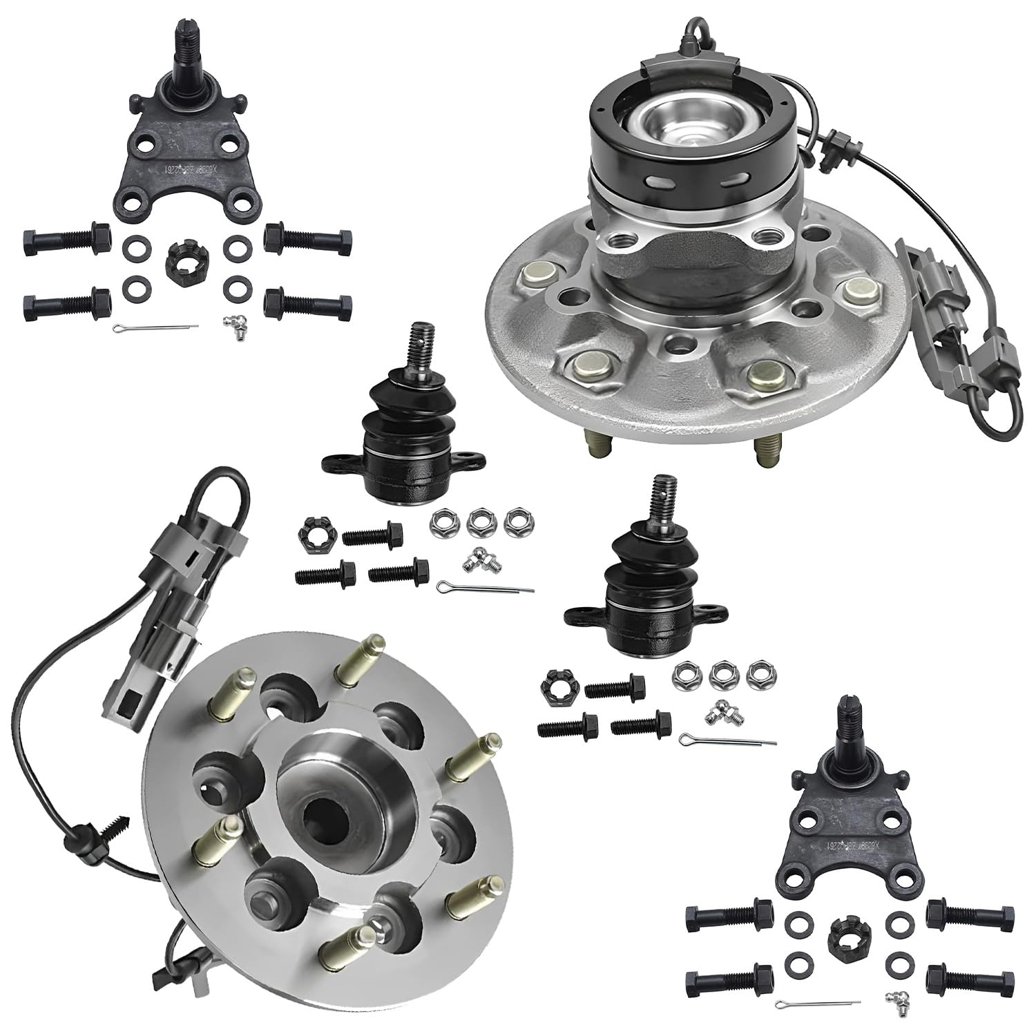 6pc Front Wheel Hub and Bearings Ball Joints Suspension Kit