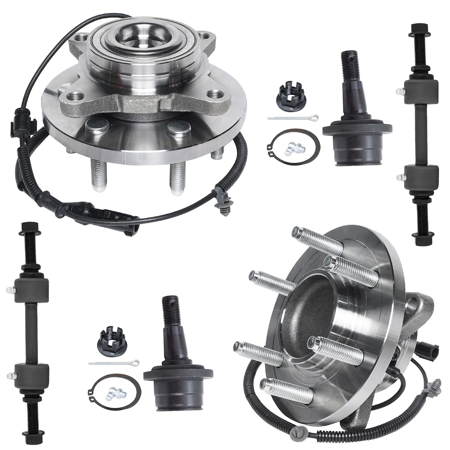 6pc Front Wheel Hub and Bearings Sway Bar Links Lower Ball Joints Suspension Kit