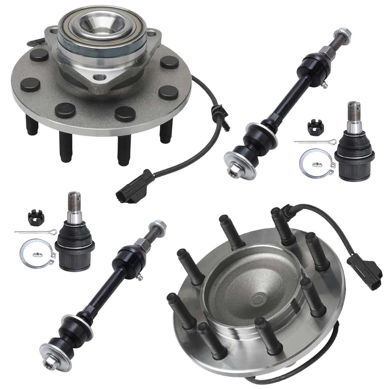 6pc Front Wheel Hub and Bearings Lower Ball Joints Sway Bar Links Suspension Kit