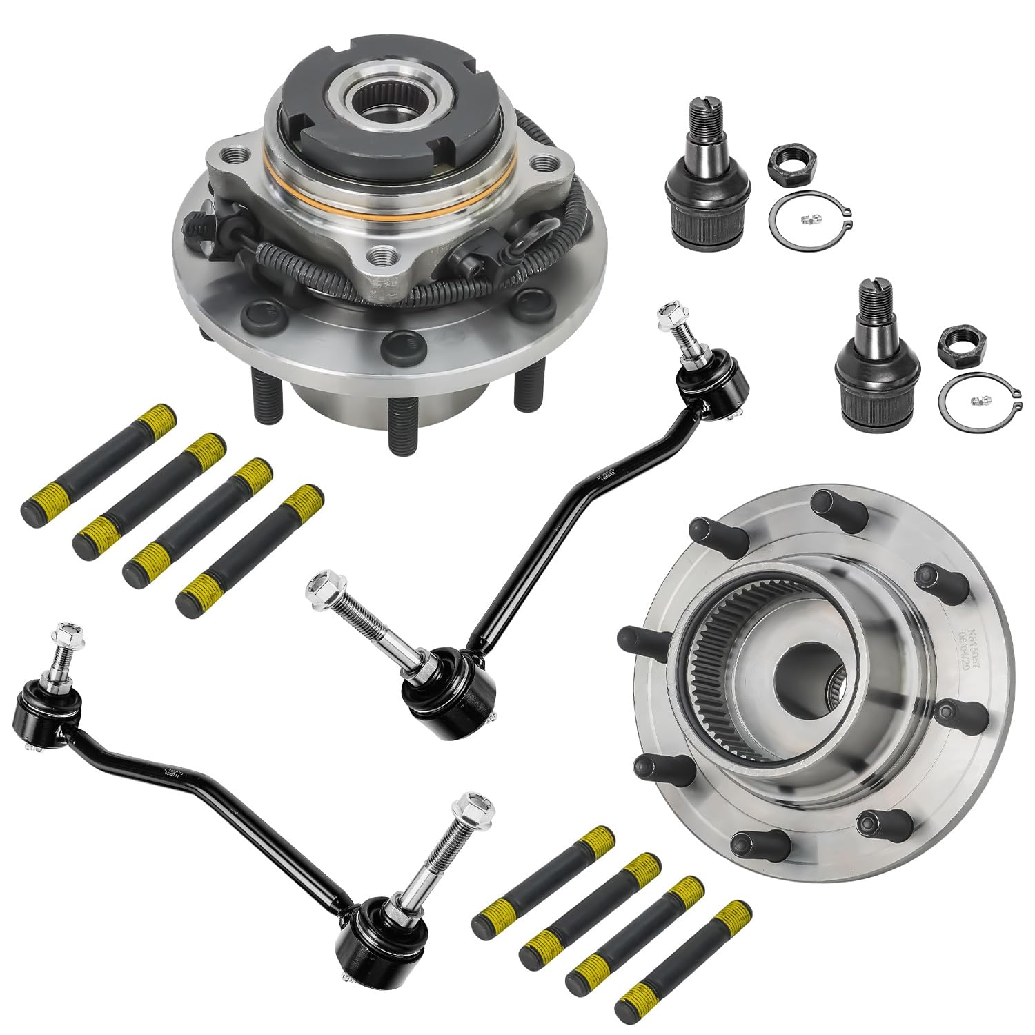 6pc Front Wheel Hub and Bearings Lower Ball Joints Sway Bar Links Suspension Kit