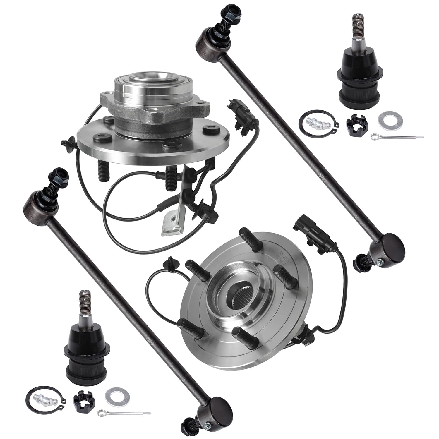 6pc Front Wheel Hub and Bearings Sway Bar Links Lower Ball Joints Suspension Kit