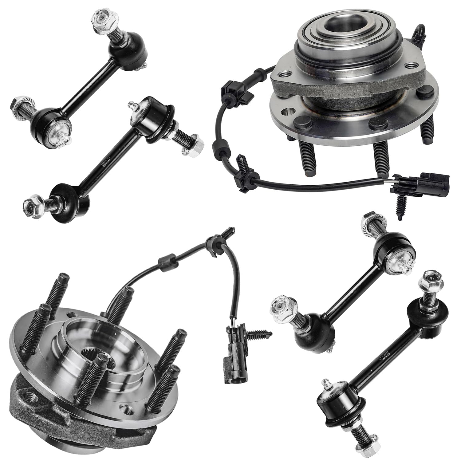 6pc Front Wheel Hub and Bearings Sway Bar Links Suspension Kit