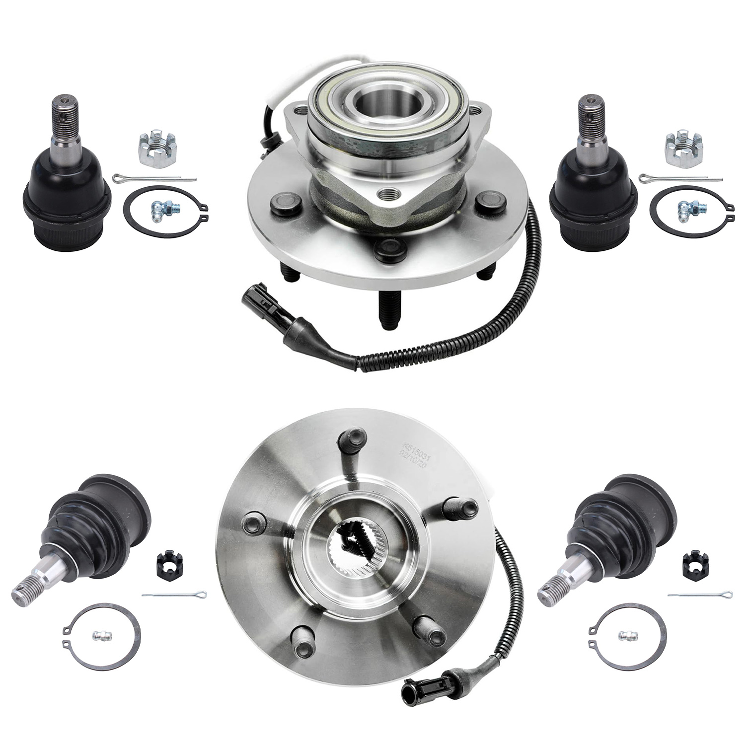 6pc Front Wheel Hub and Bearings Ball Joints Suspension Kit
